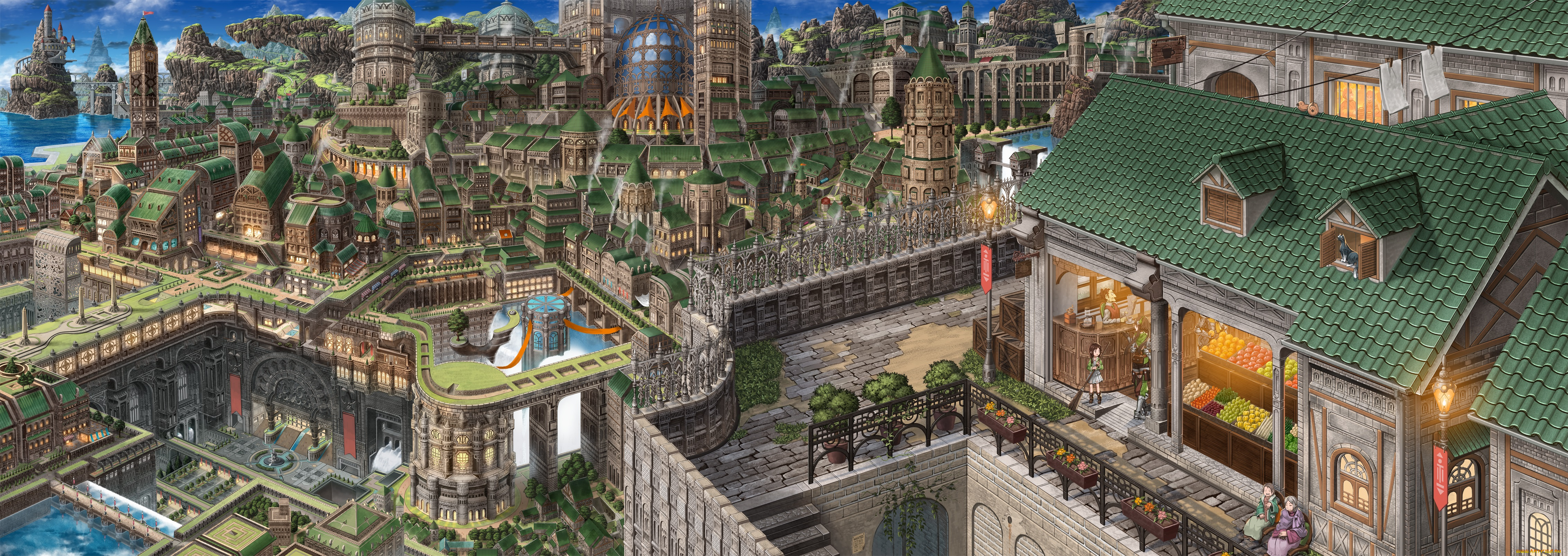 аниме, город, , улицы, , здания