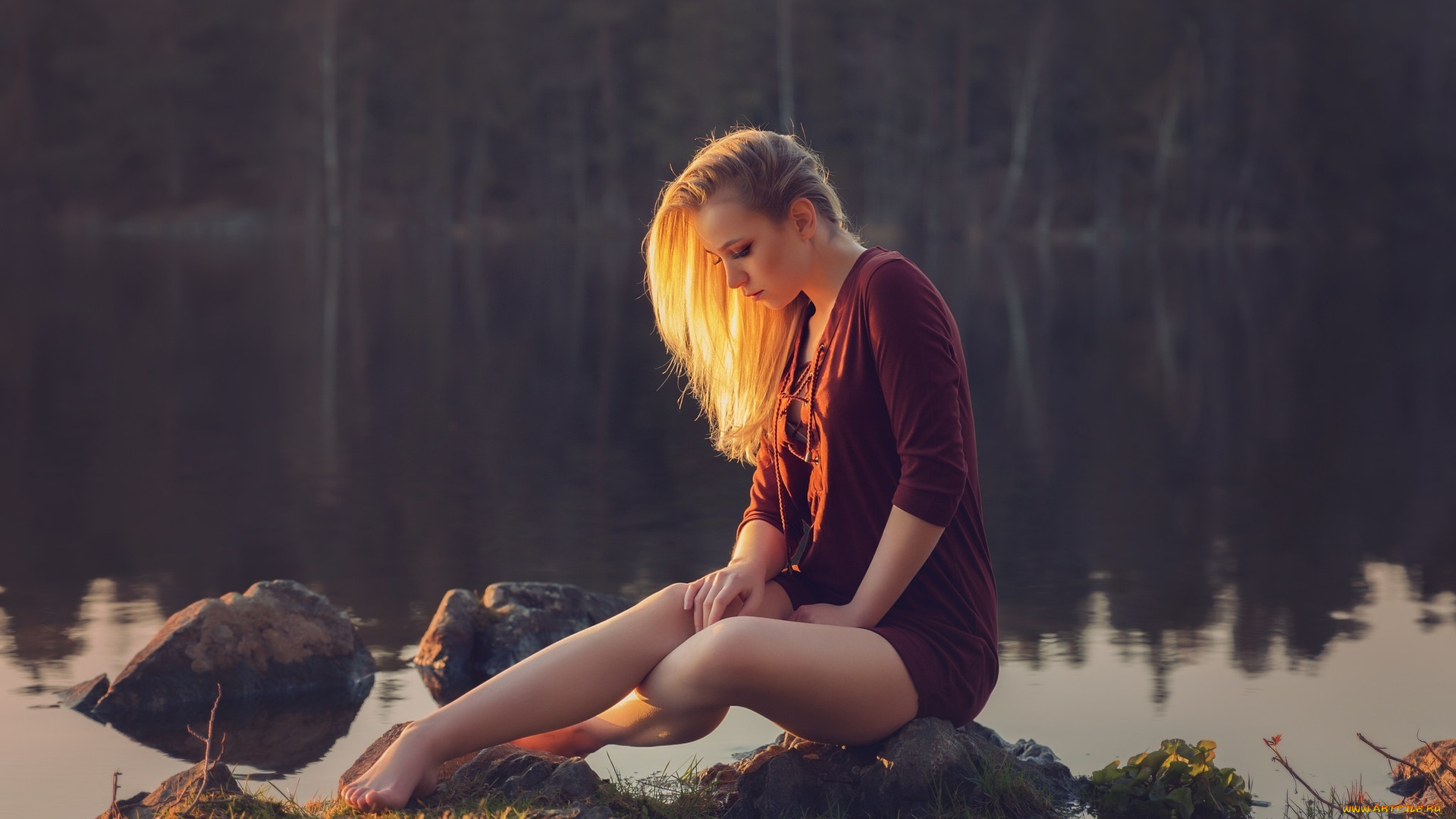 девушки, -unsort, , блондинки, река