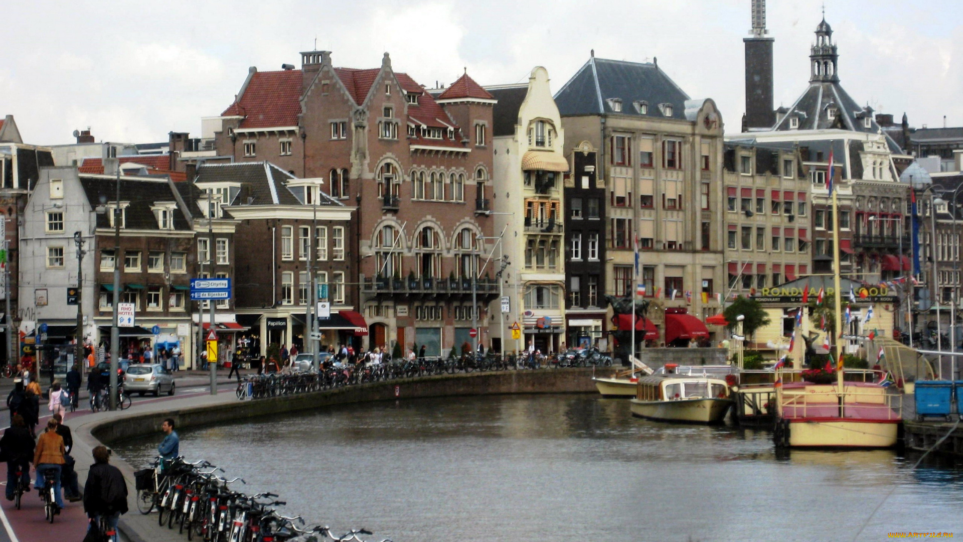 города, амстердам, , нидерланды, набережная