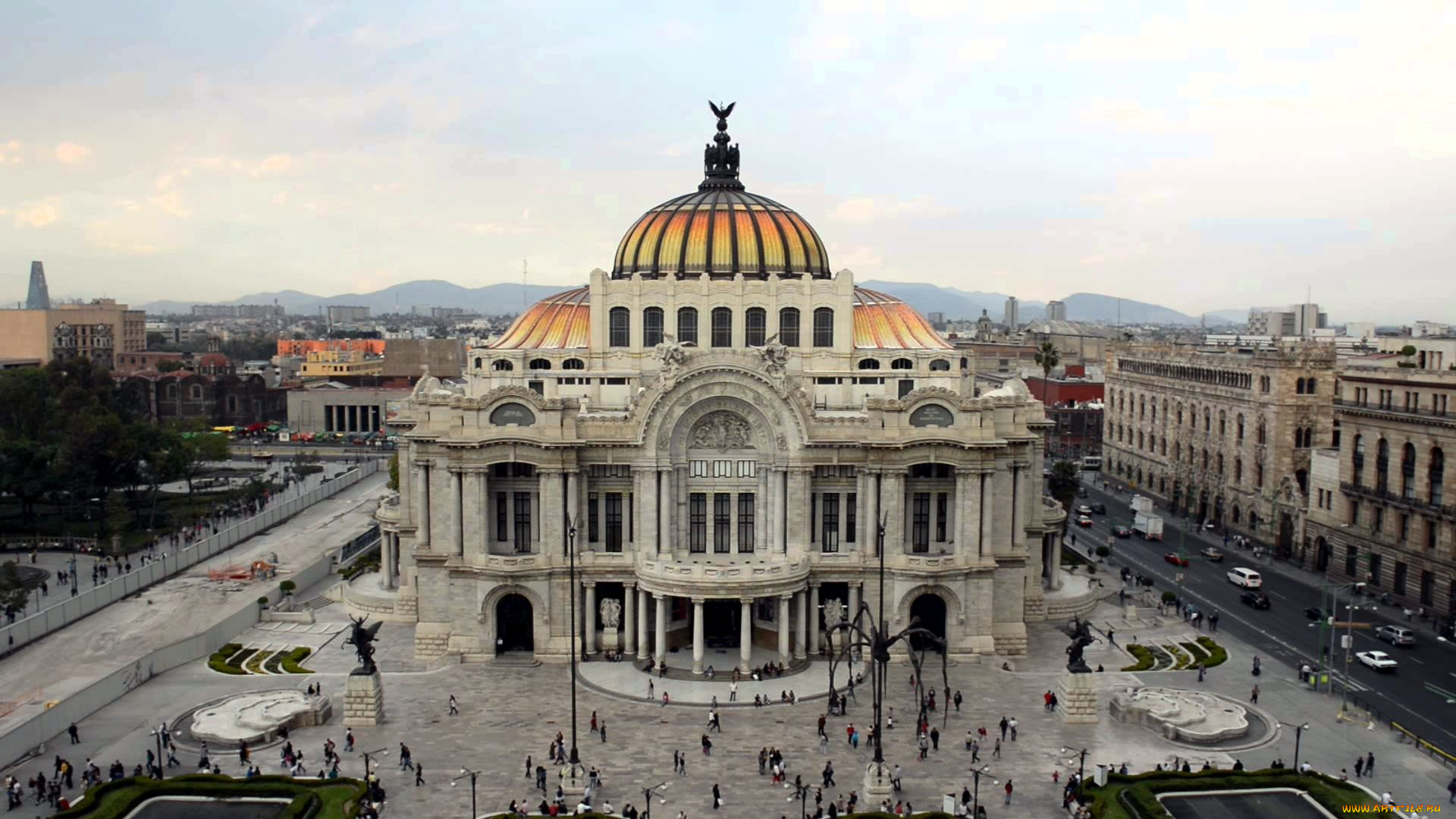 города, мадрид, , испания, панорама, площадь