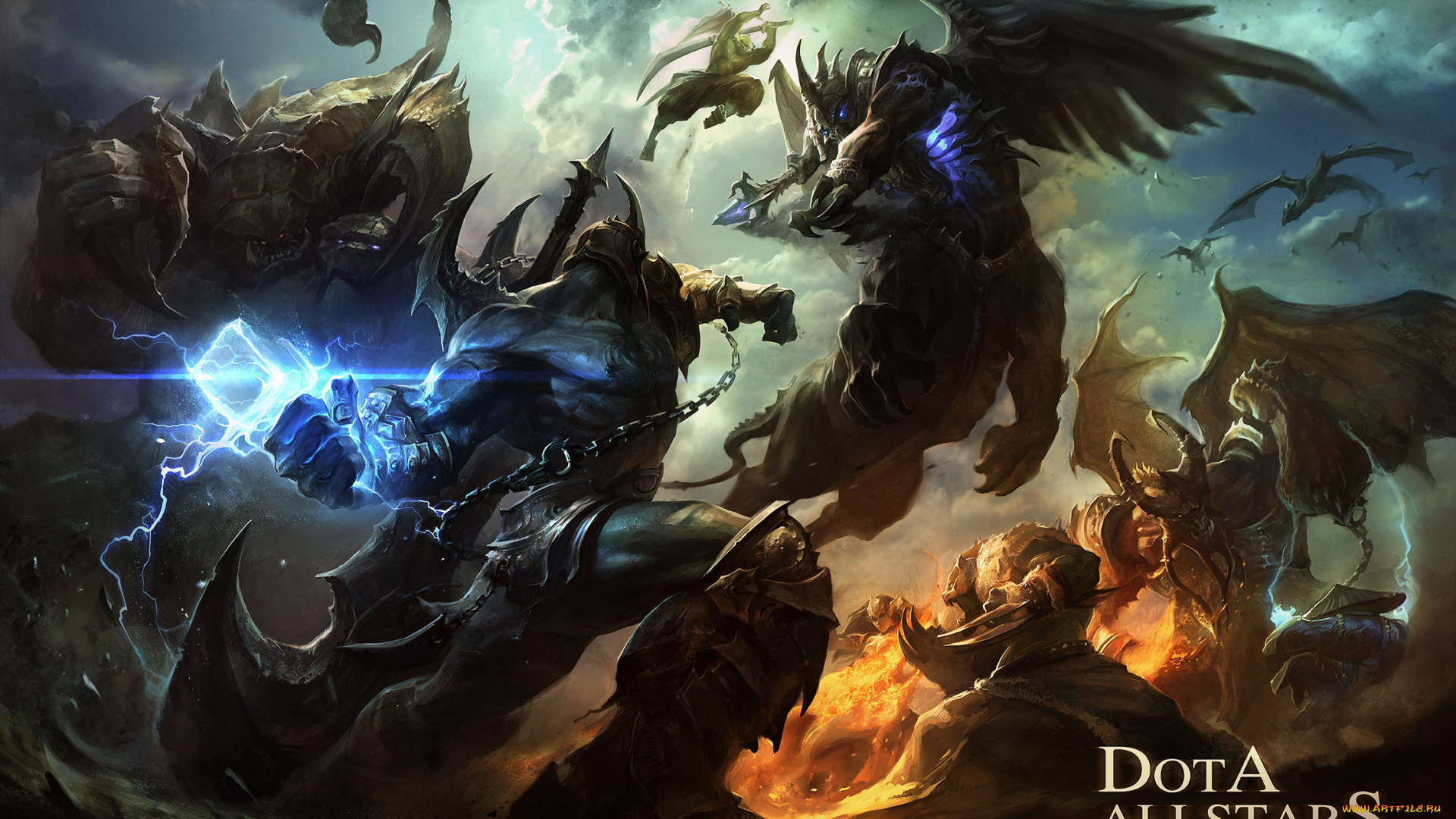 видео, игры, dota, 2, существа, фон, бой