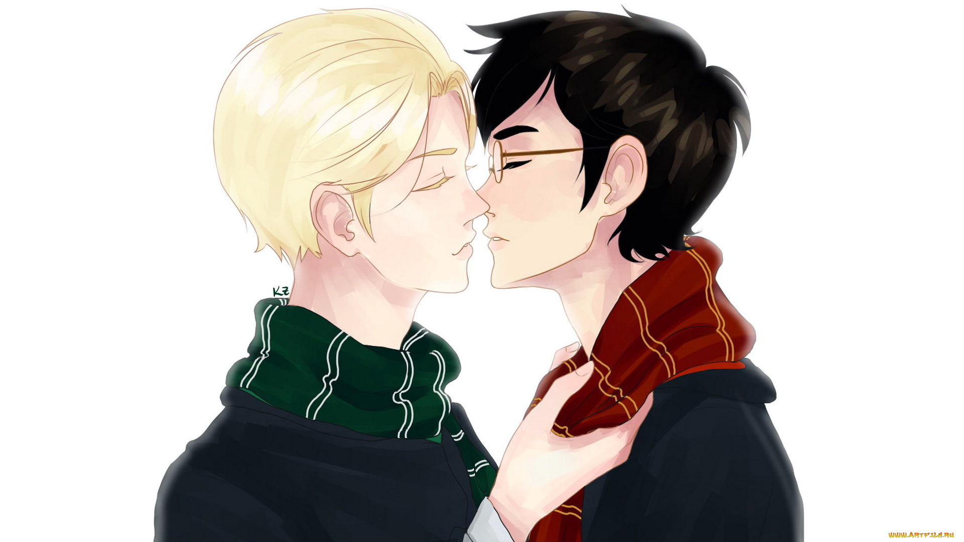 разное, арты, шарфы, поцелуй, гарри, поттер, драко, малфой, мальчики