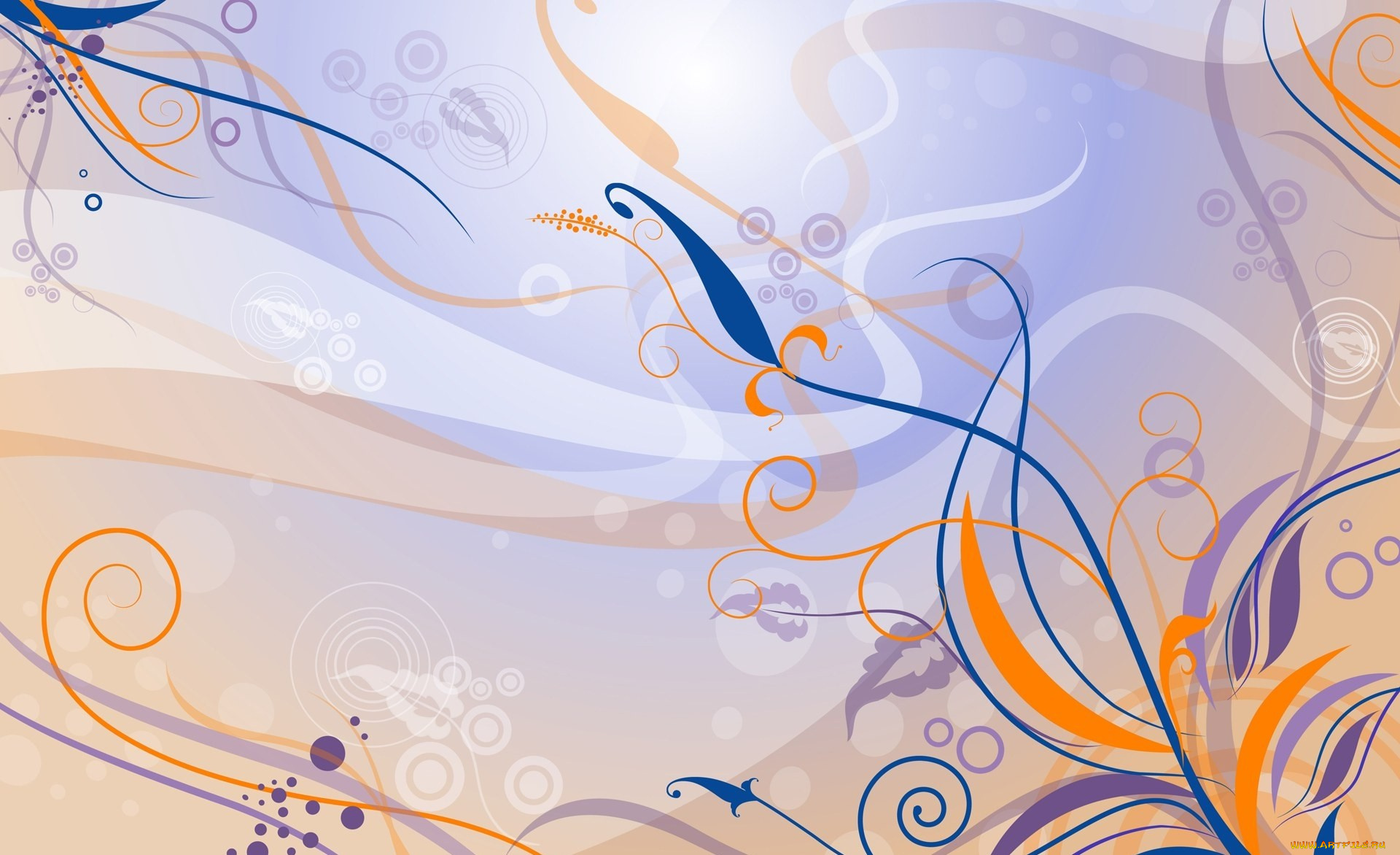 векторная, графика, цветы, , flowers, полосы, листья, растения, круги