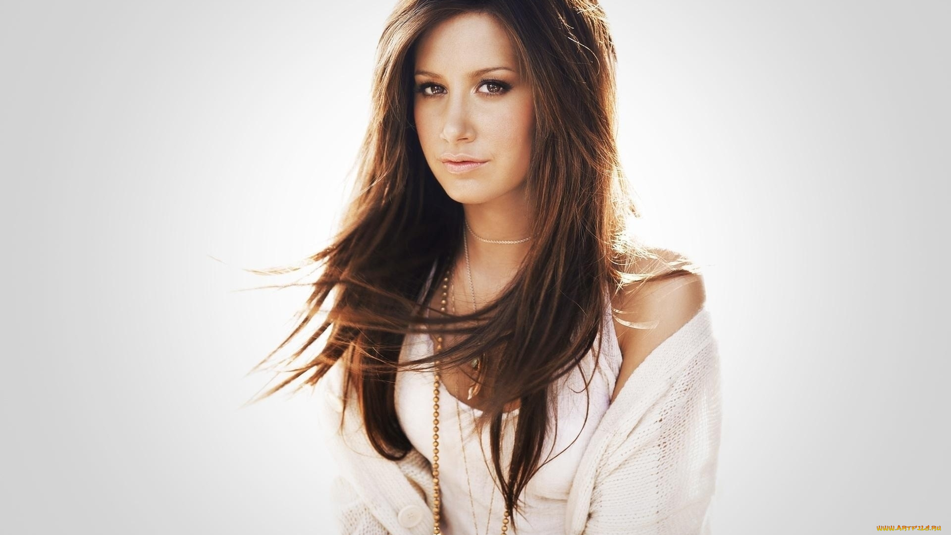 девушки, ashley, tisdale, шатенка, лицо, украшения, кофта