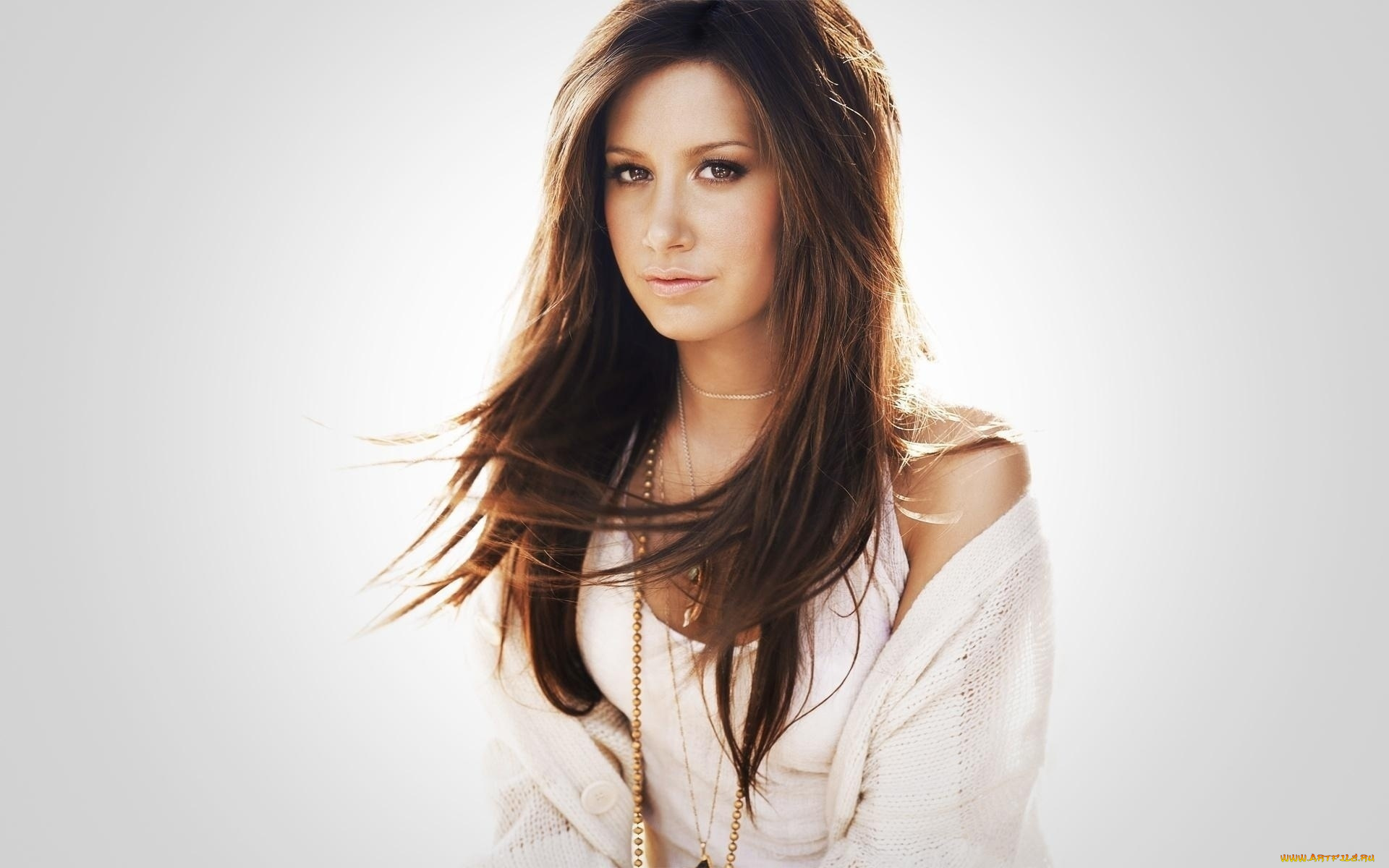 девушки, ashley, tisdale, шатенка, лицо, украшения, кофта