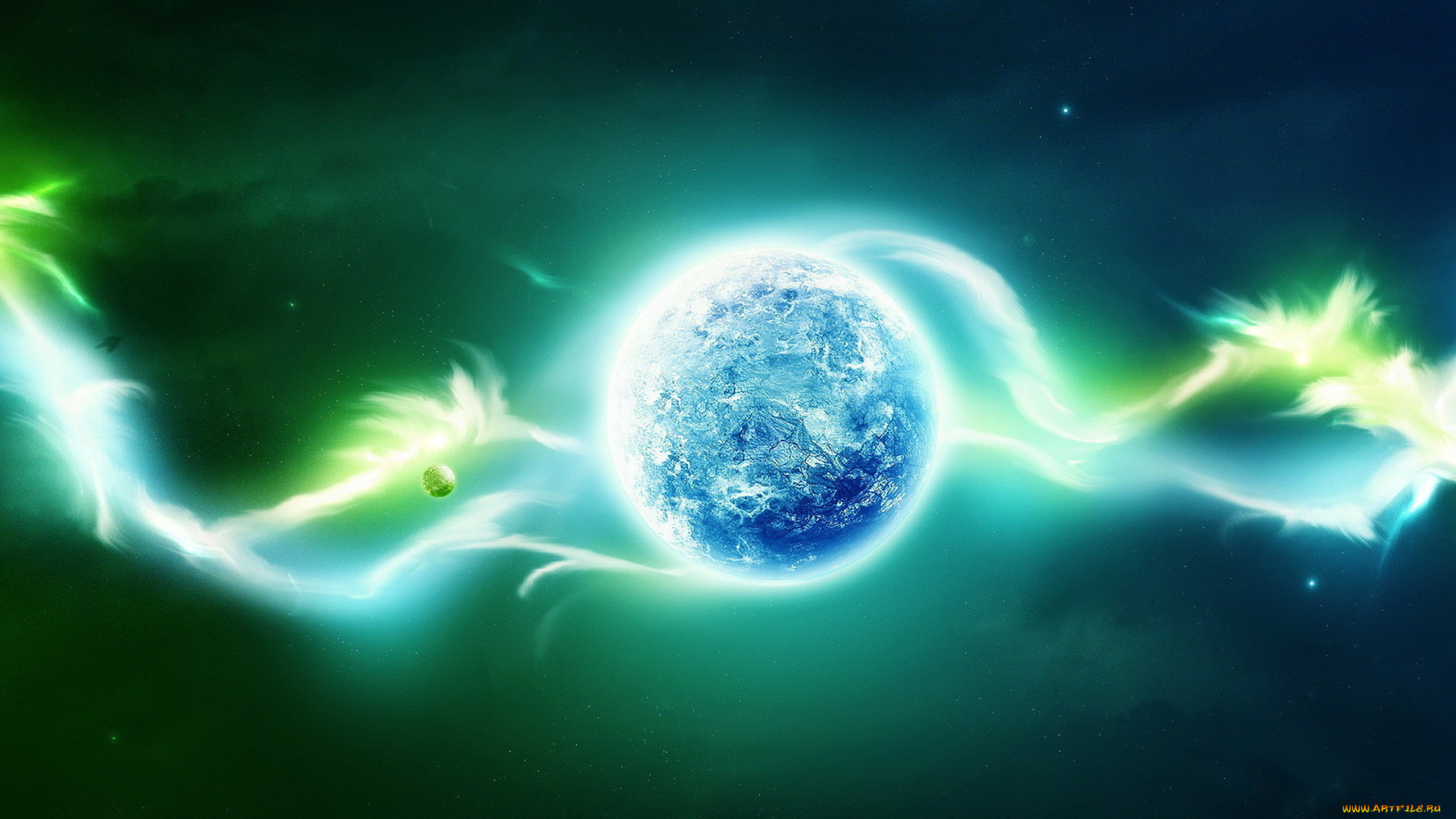 космос, арт, земля, луна, энергии