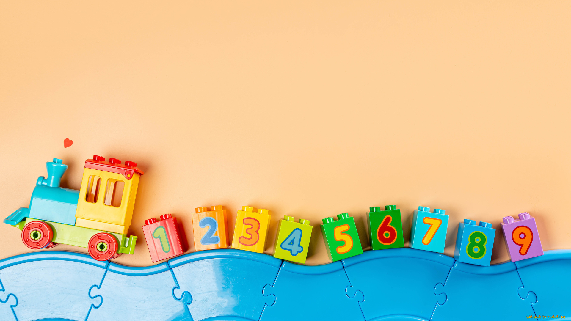 разное, игрушки, паровозик, цифры, кубики