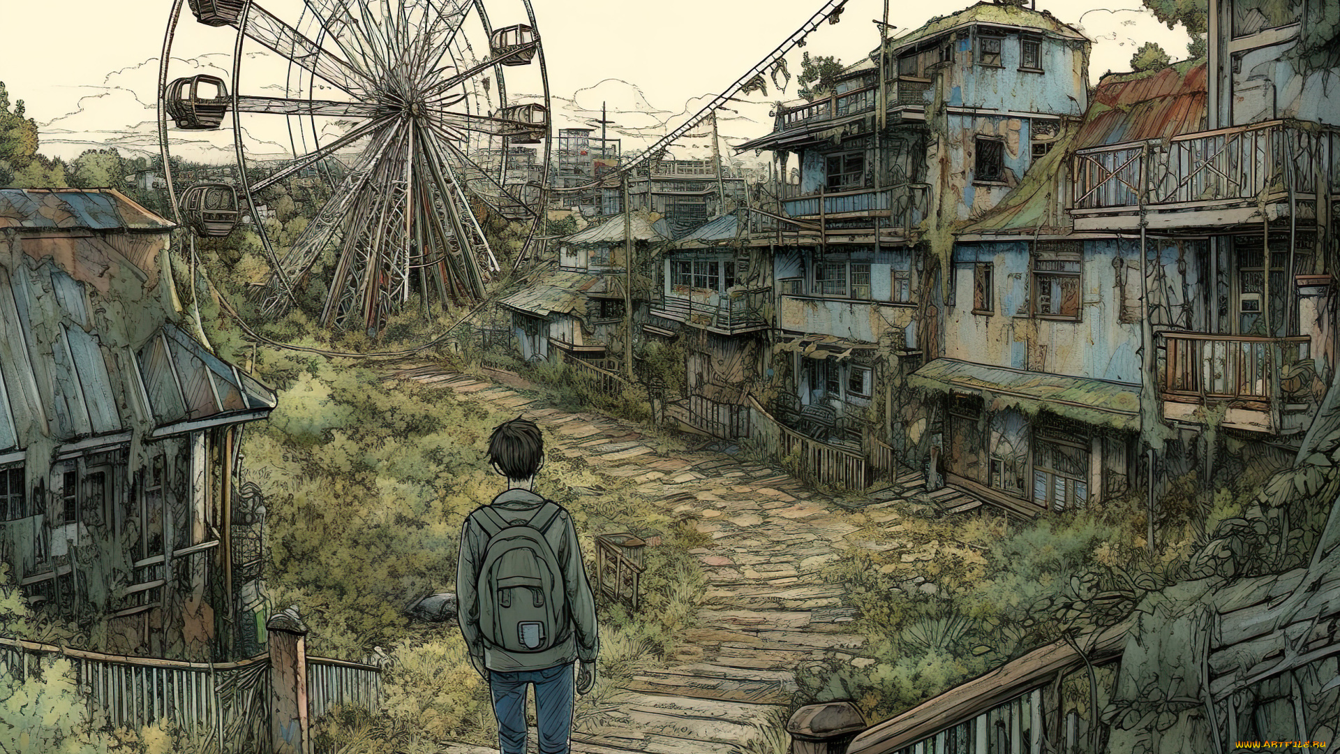 аниме, город, , улицы, , интерьер, , здания