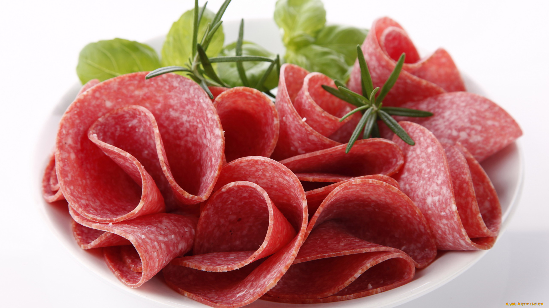 еда, колбасные, изделия, базилик, колбаса, салями, нарезка, розмарин