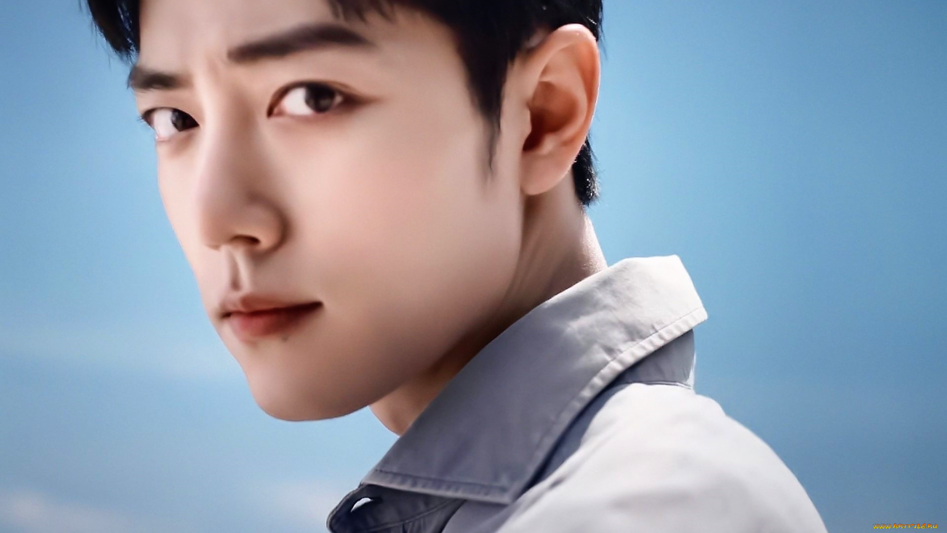 мужчины, xiao, zhan, лицо, рубашка