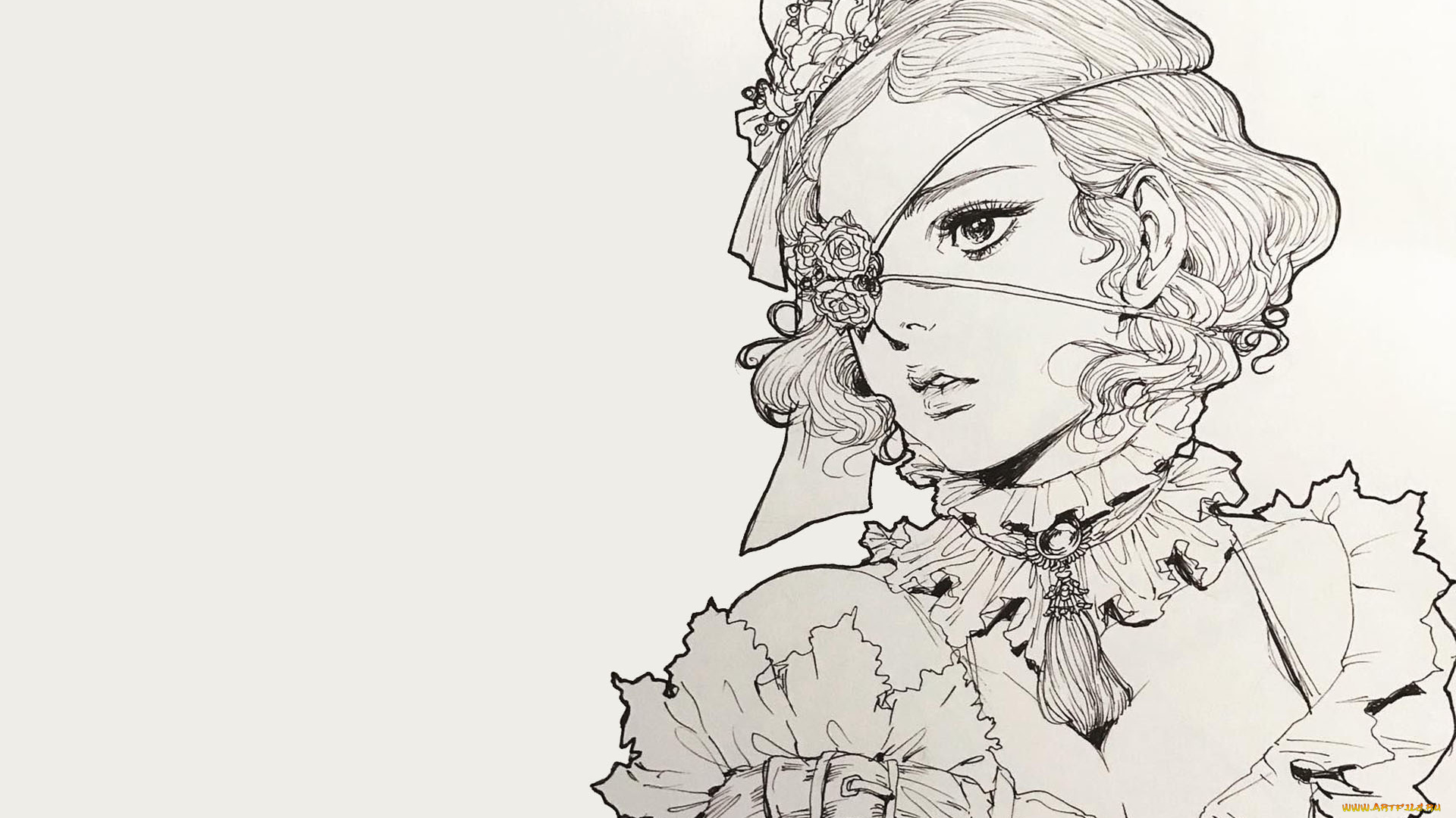 рисованное, люди, девушка, наряд, глаз