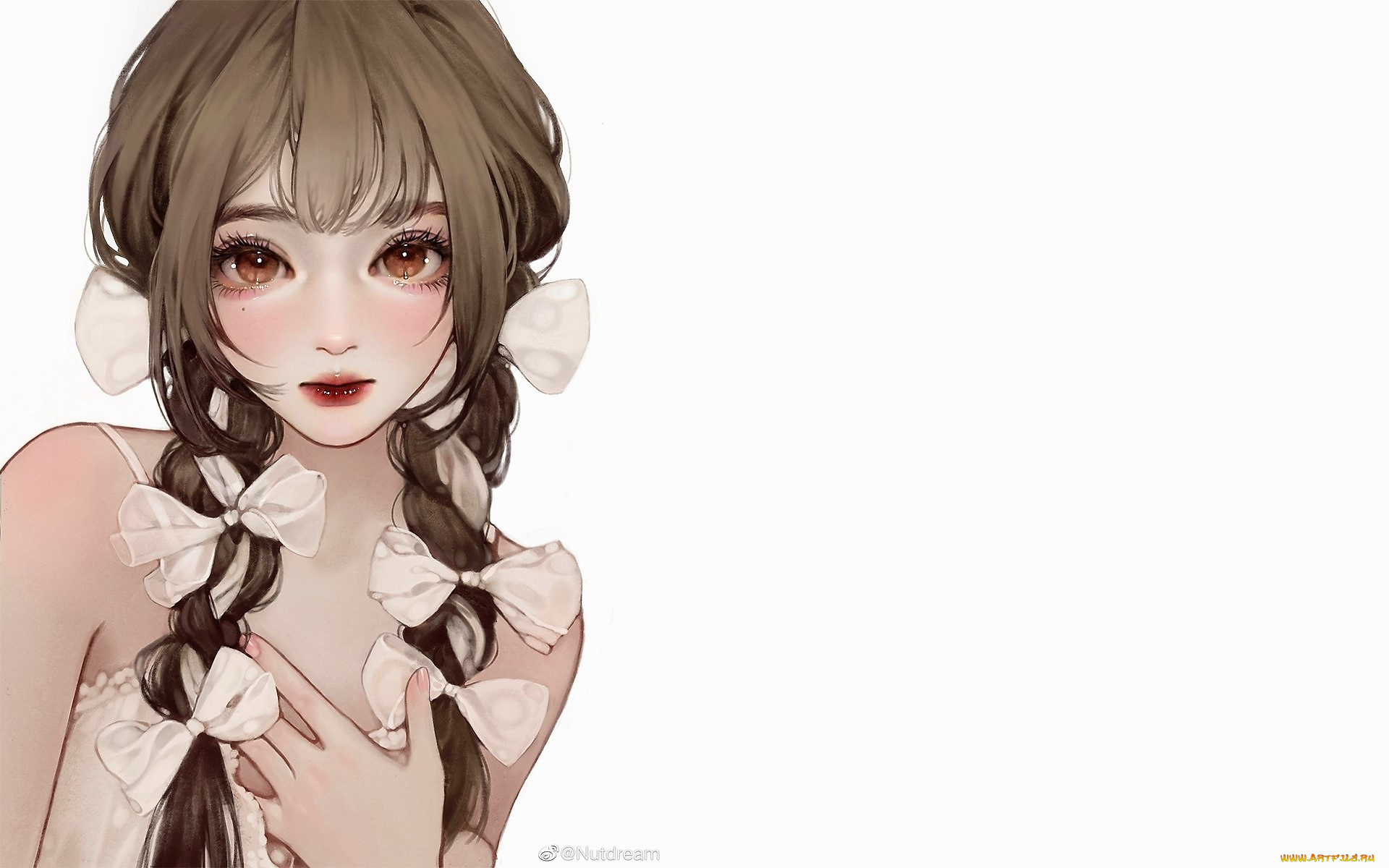 аниме, unknown, , другое, , девушка, лицо, косы, бантики