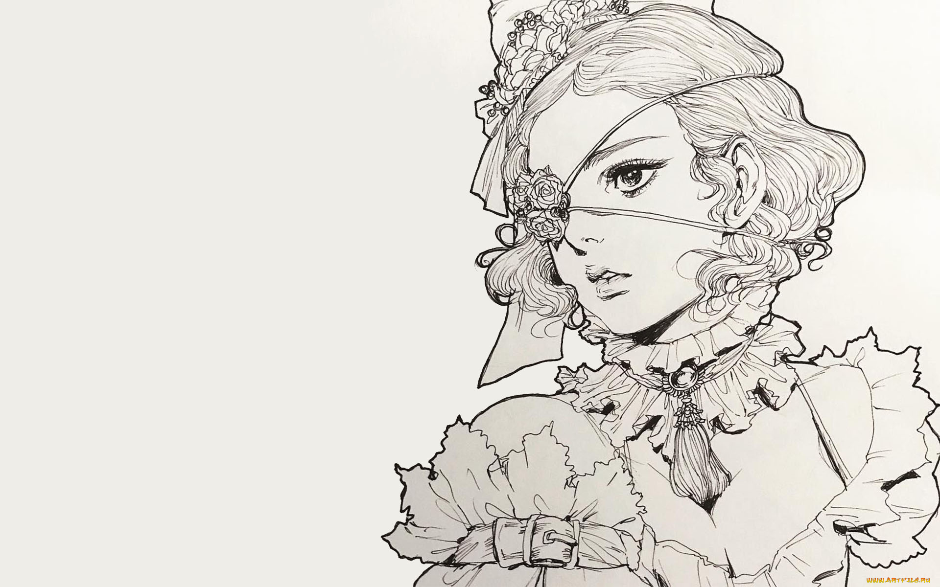 рисованное, люди, девушка, наряд, глаз