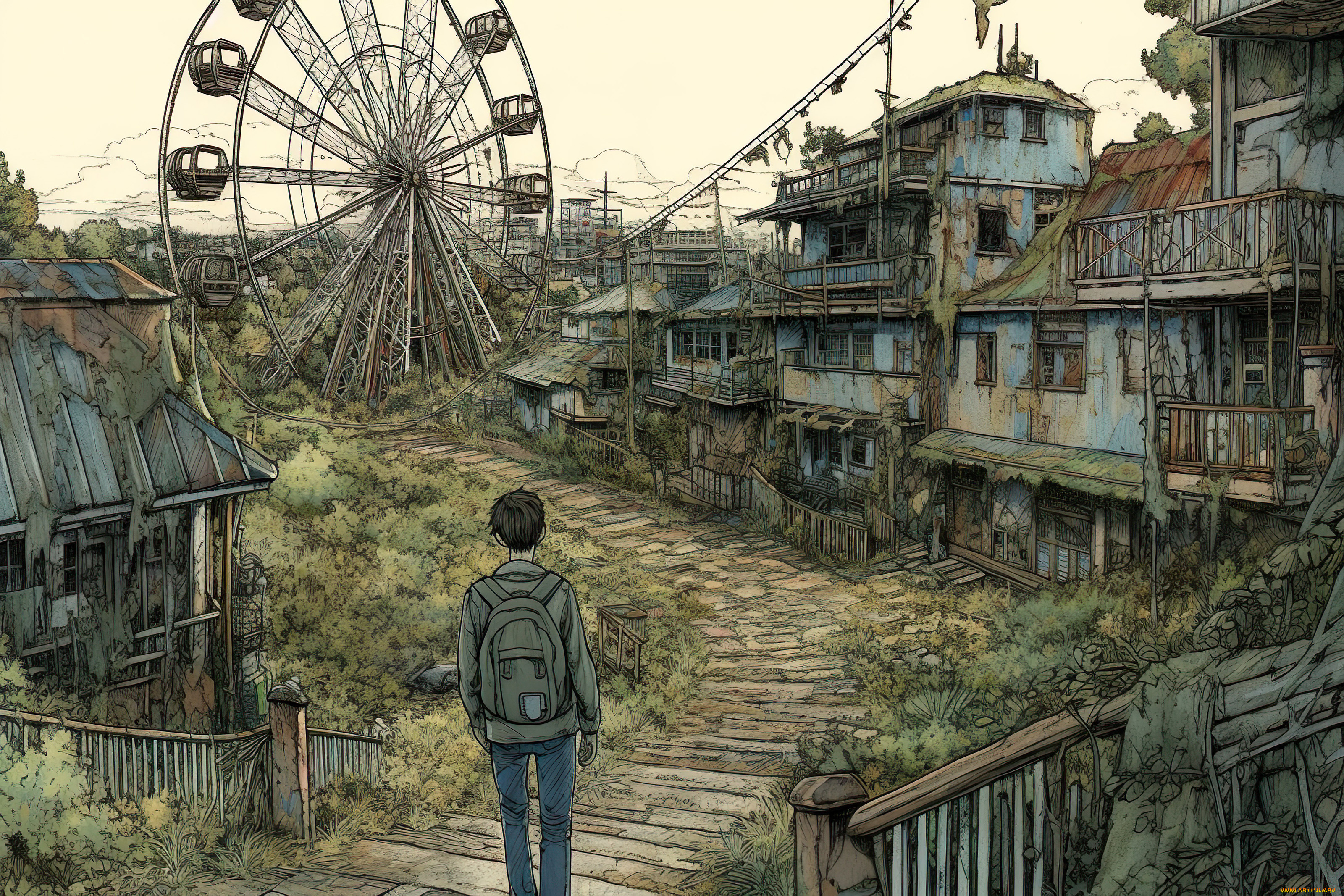 аниме, город, , улицы, , интерьер, , здания