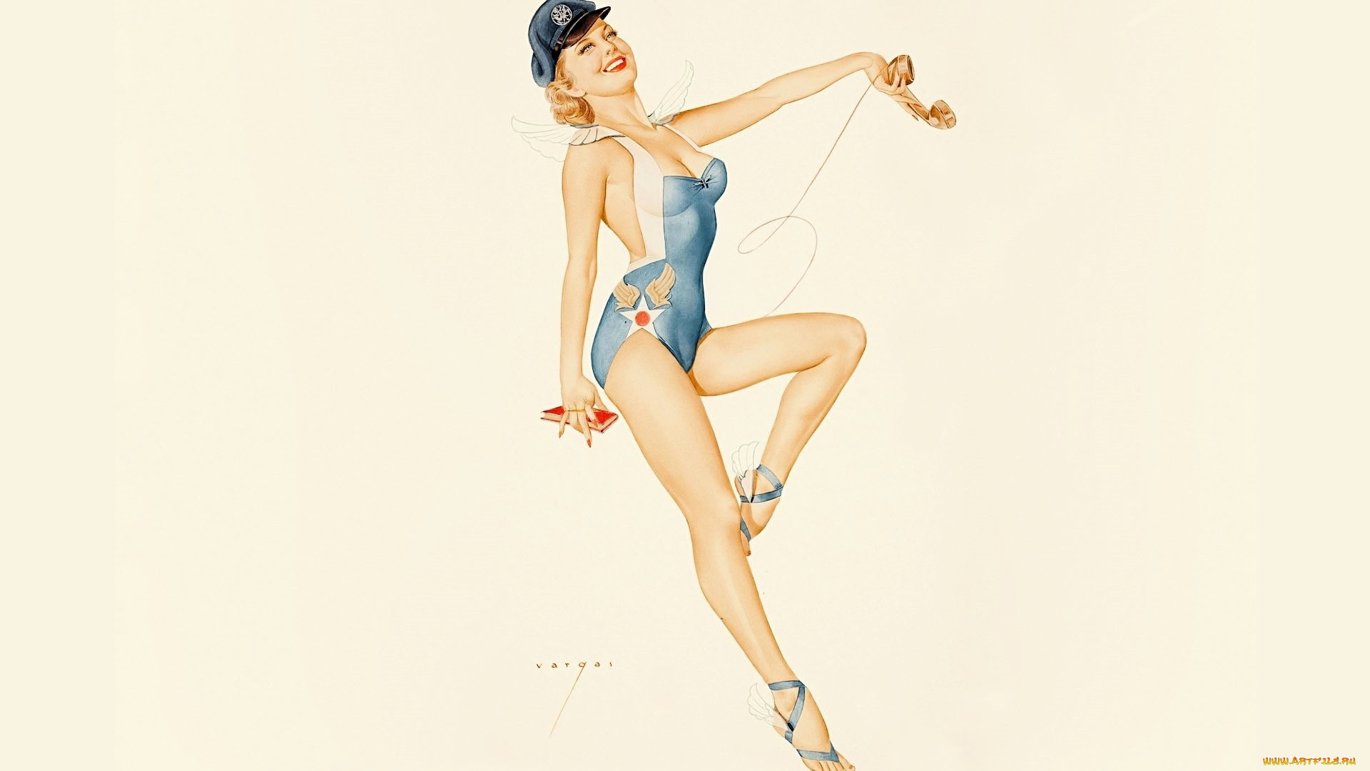 рисованное, alberto, vargas, блондинка, фуражка, боди, униформа, телефон