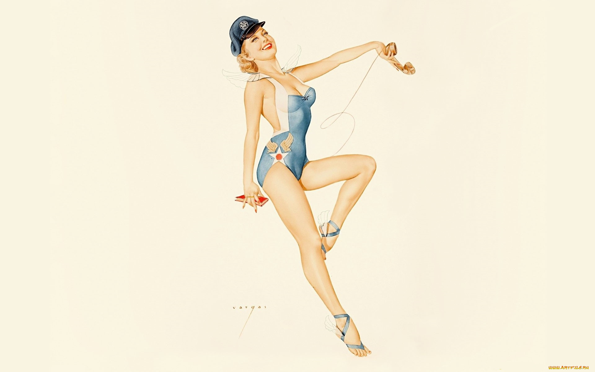 рисованное, alberto, vargas, блондинка, фуражка, боди, униформа, телефон