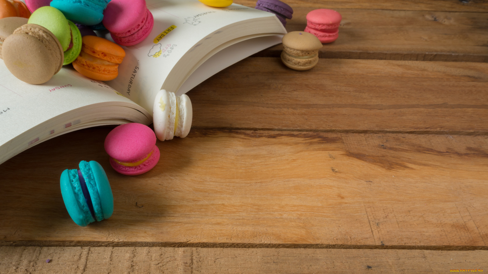 еда, макаруны, лакомство, печенье, ассорти