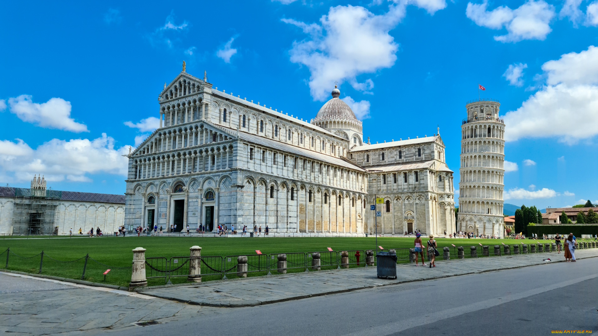 города, пиза, , италия, падающая, башня