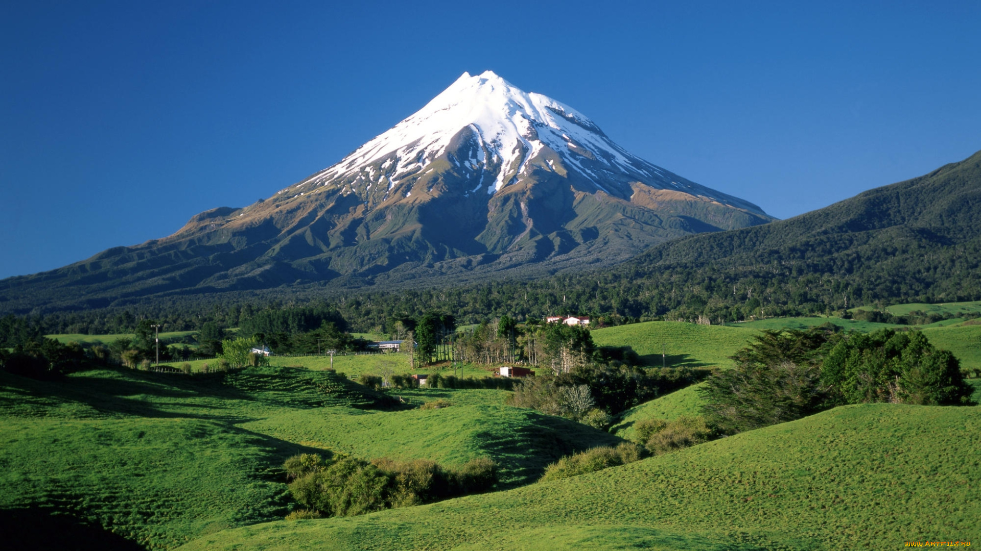 новая, зеландия, природа, горы