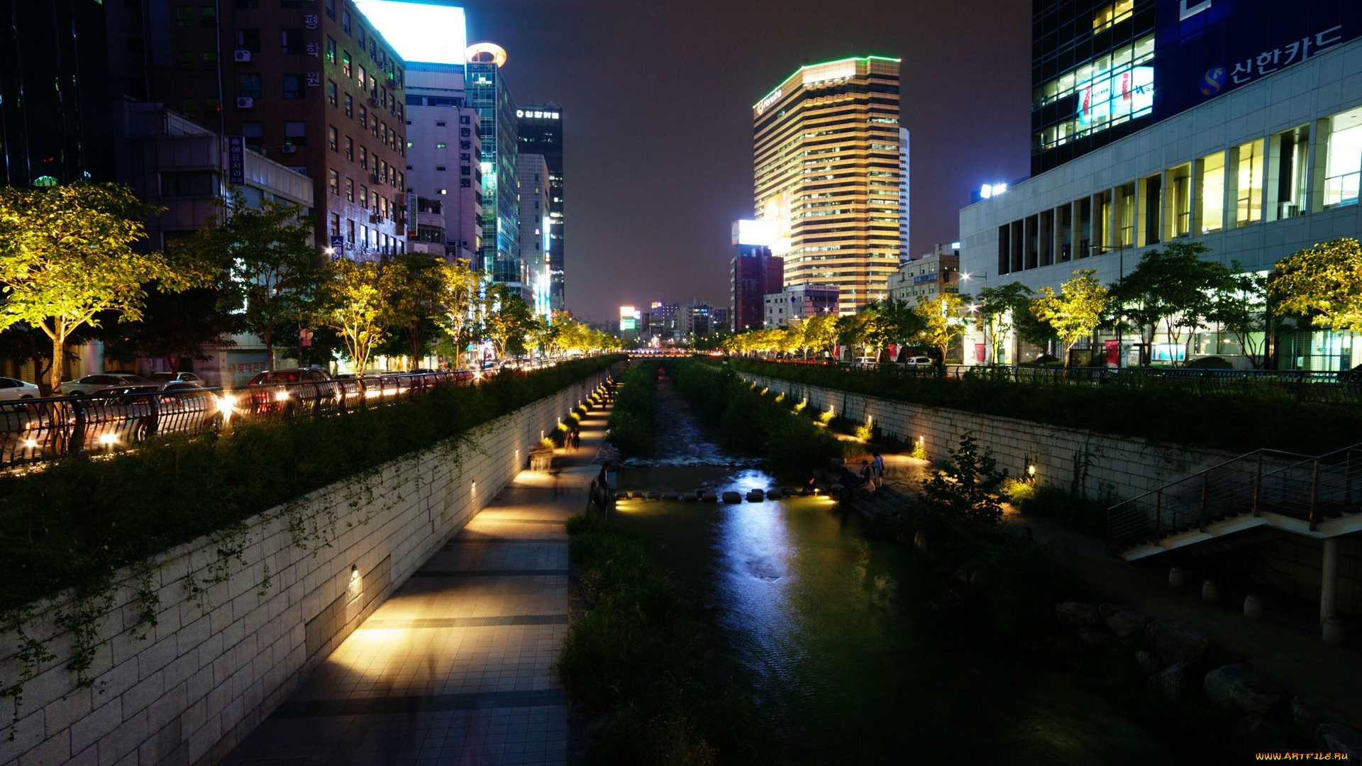 северная, корея, города, огни, ночного