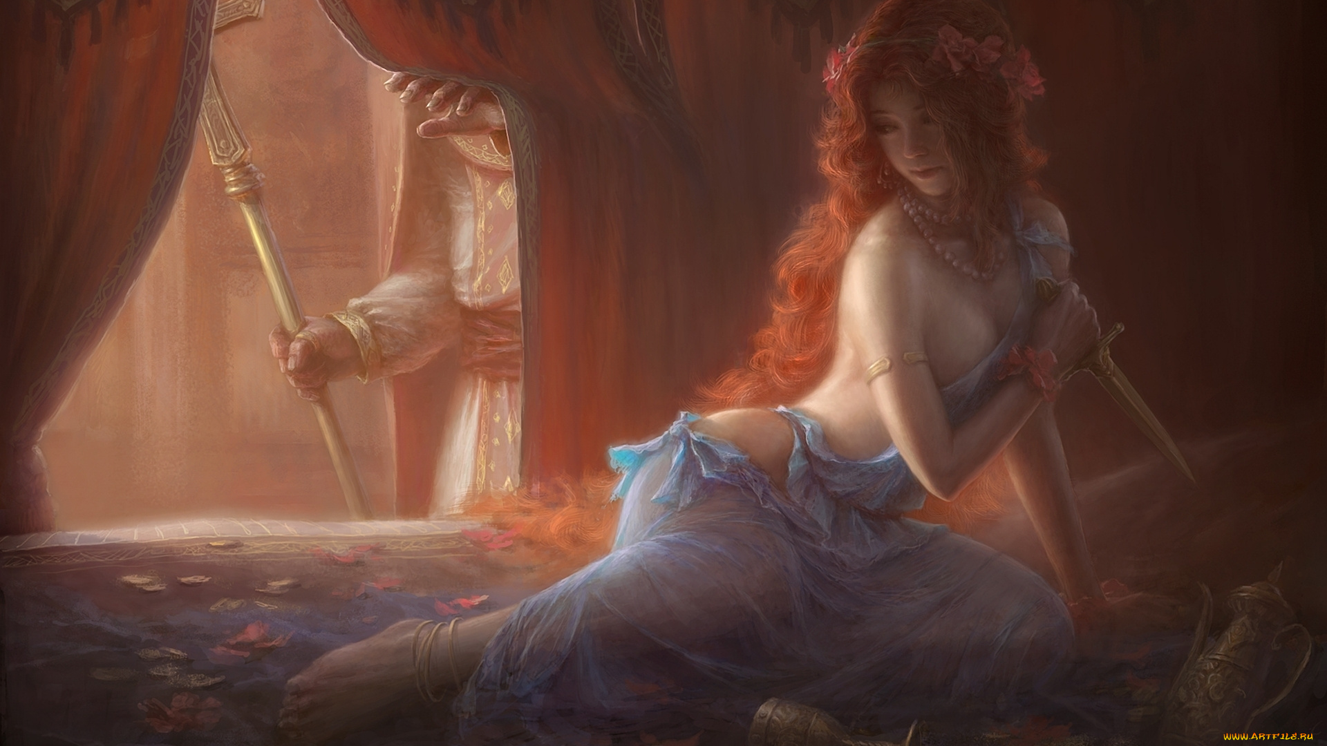 фэнтези, девушки, кинжал