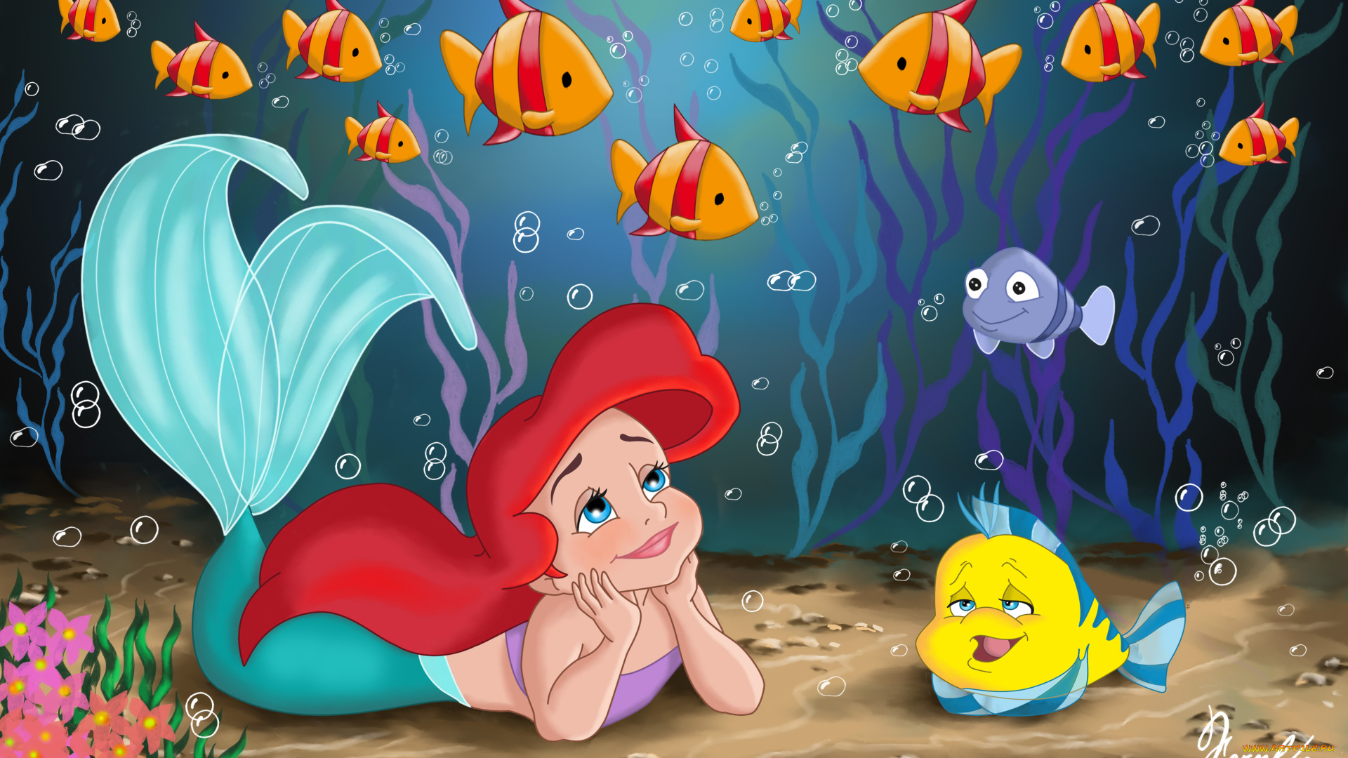 мультфильмы, the, little, mermaid, рыбки