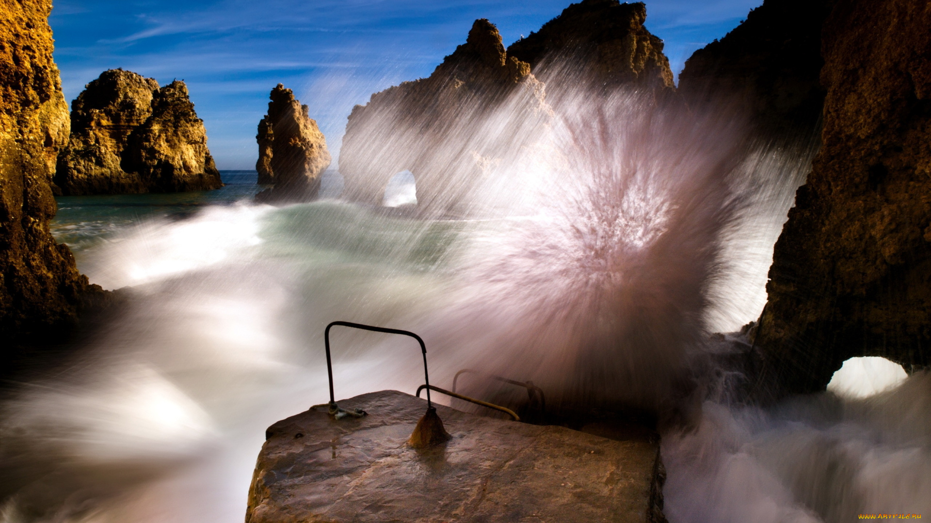 природа, стихия, скалы, пейзаж, море, волна