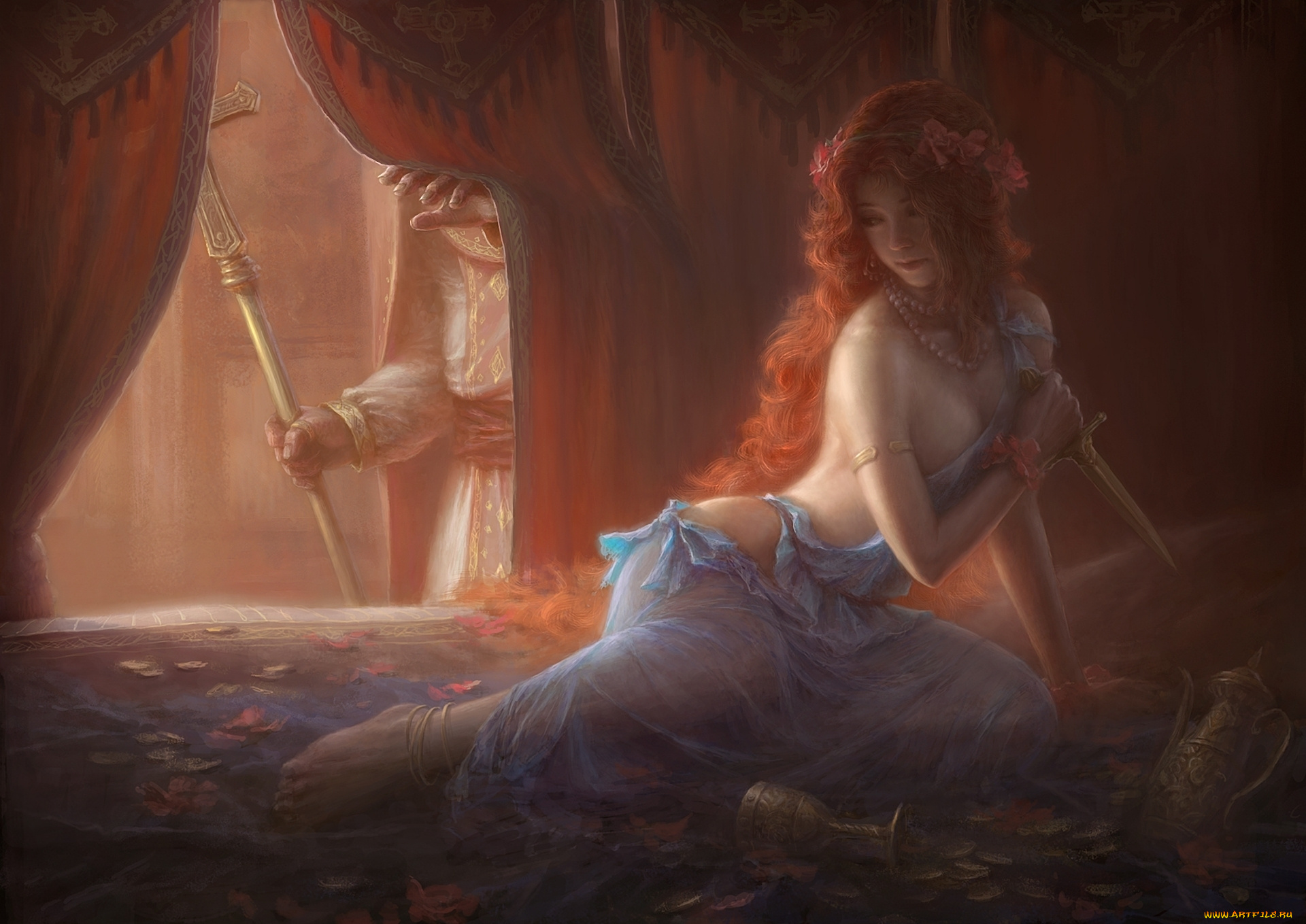 фэнтези, девушки, кинжал