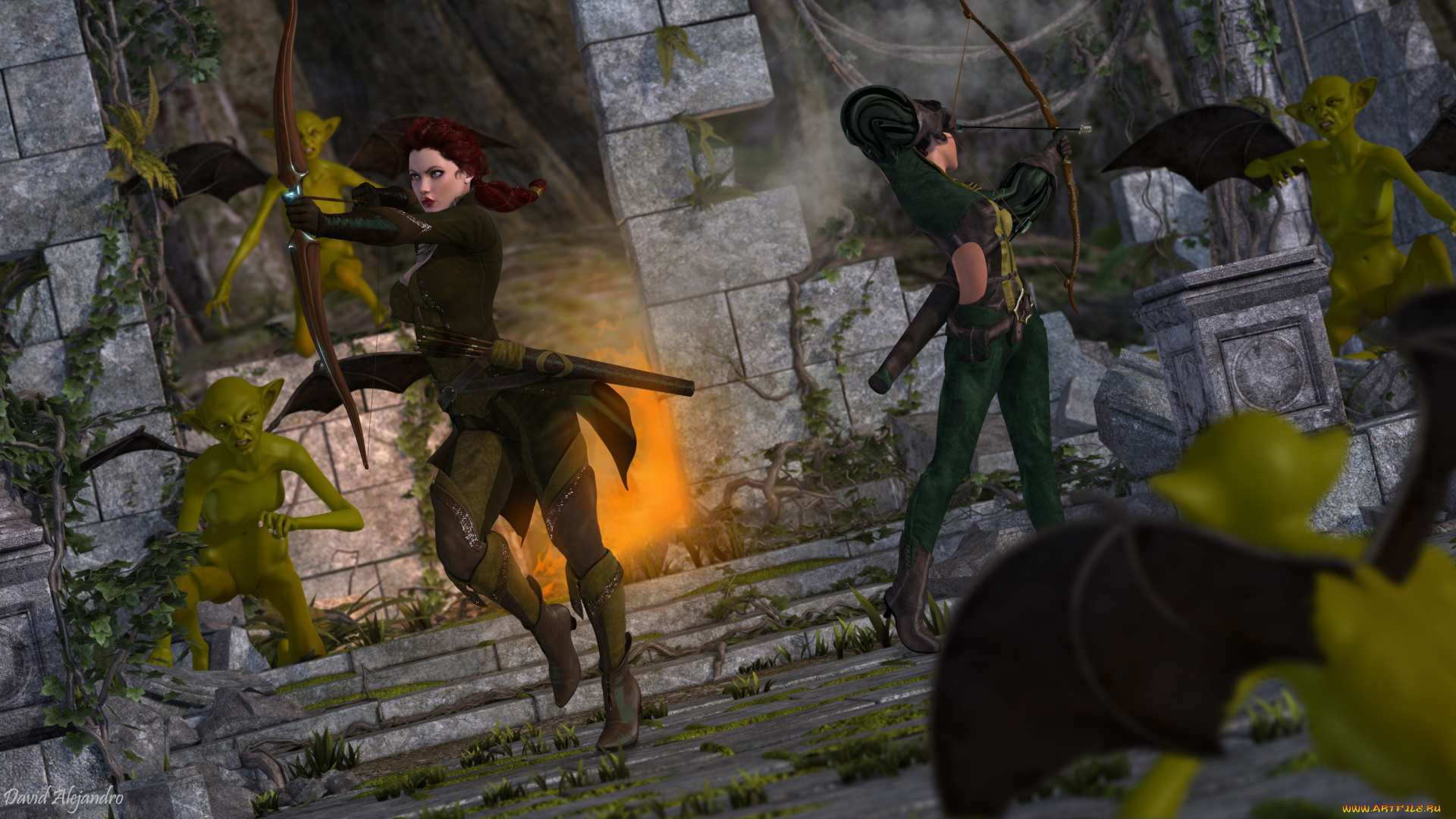 3д, графика, fantasy, фантазия, девушки, существа