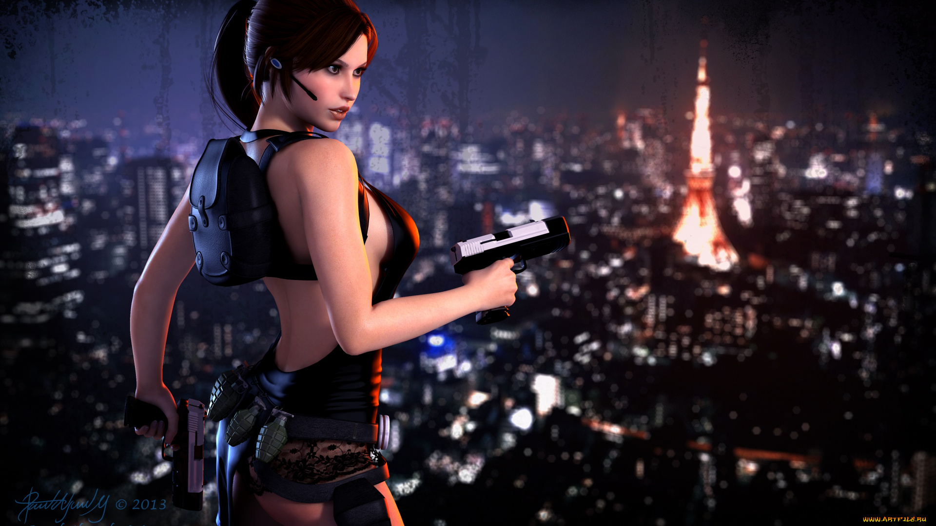 3д, графика, people, люди, оружие, девушка