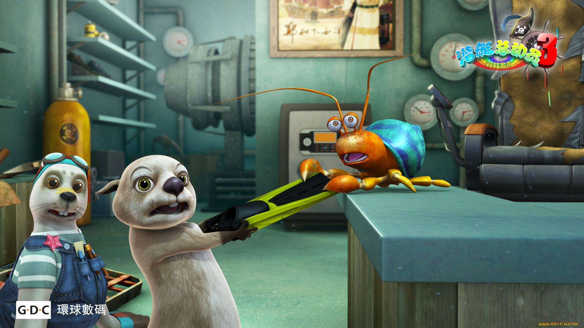 мультфильмы, happy, little, submarine, rainbow, treasure, 3