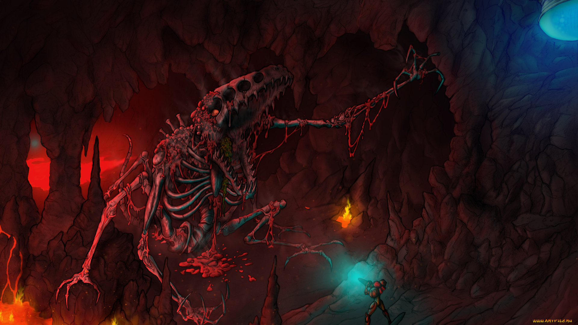 рисованные, животные, сказочные, мифические, пещера, дракон