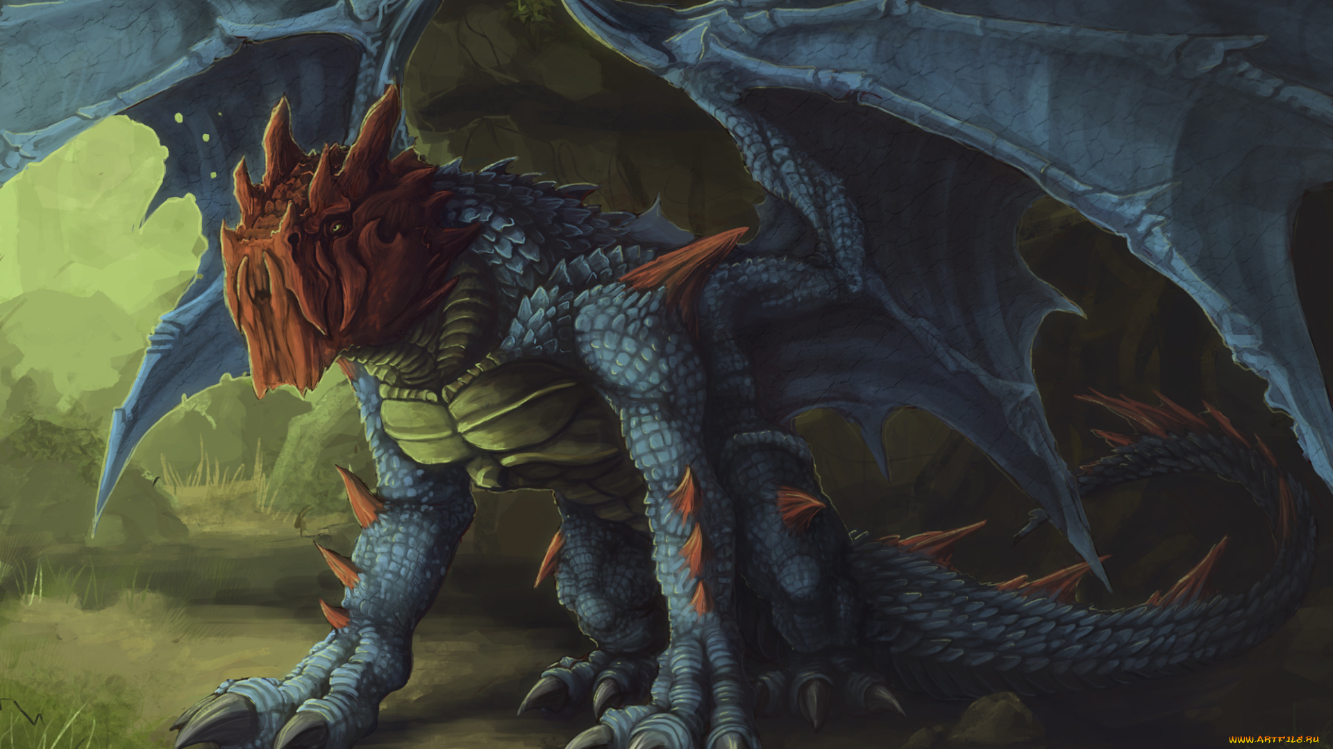 рисованные, животные, сказочные, мифические, дракон