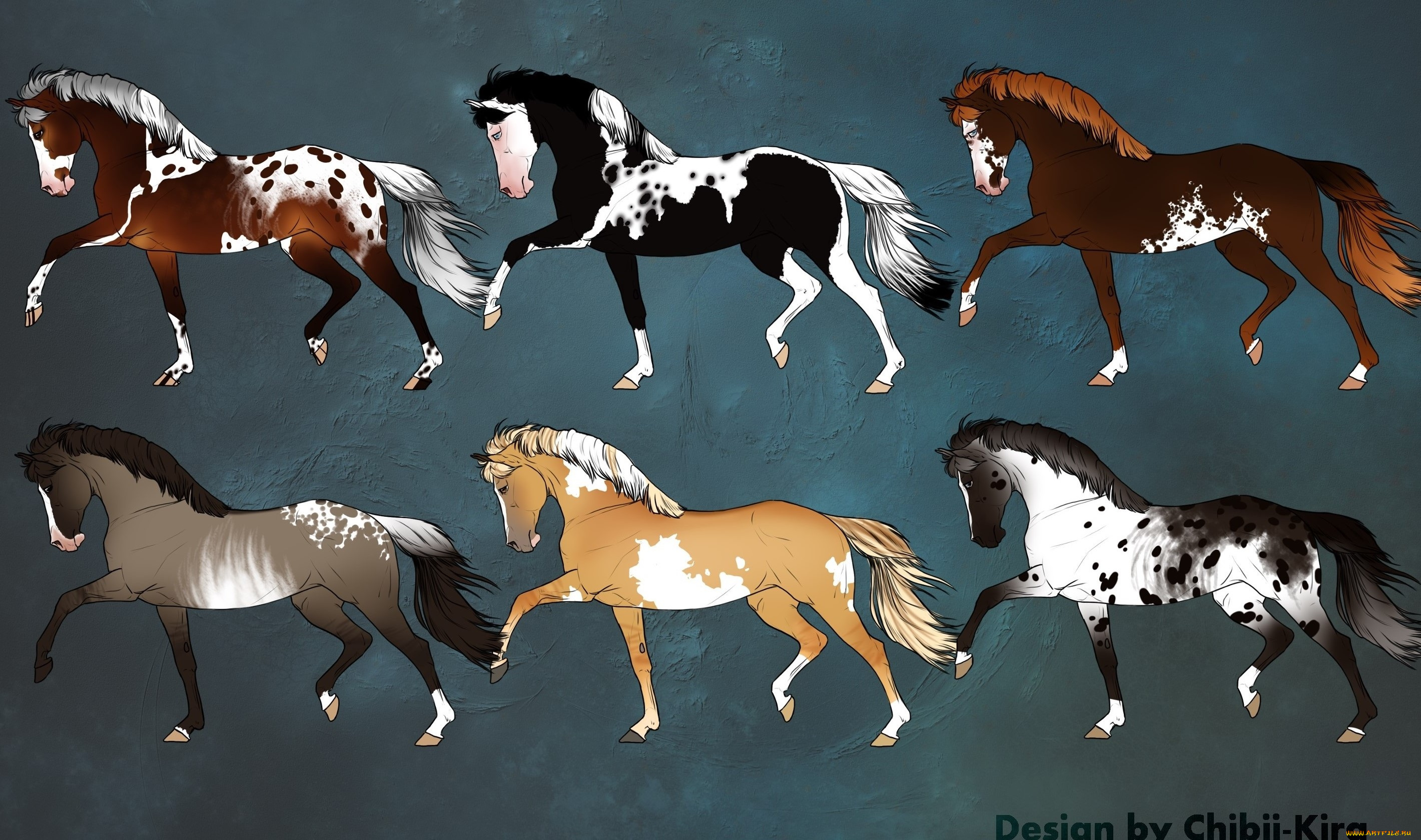 рисованные, животные, лошади