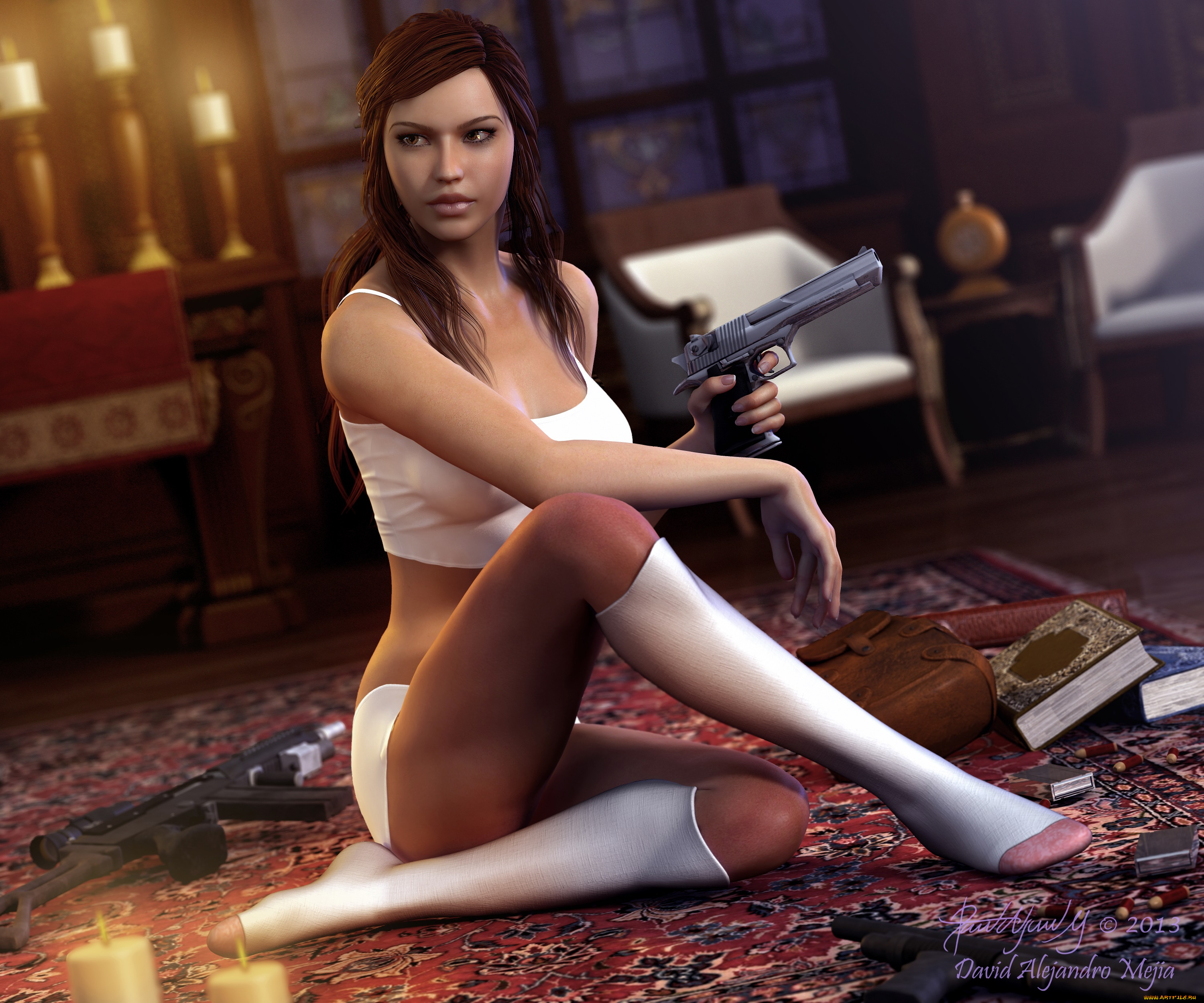 3д, графика, people, люди, оружие, девушка