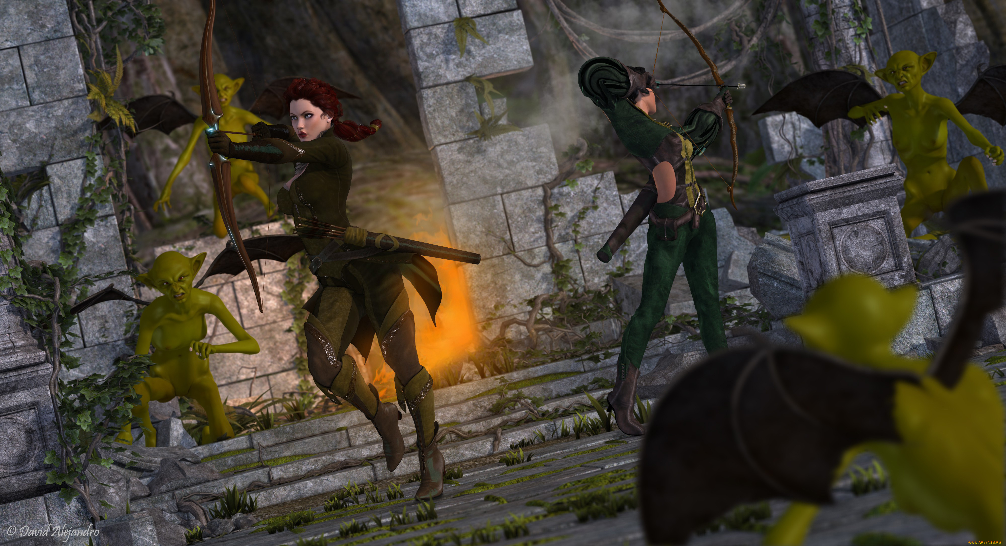 3д, графика, fantasy, фантазия, девушки, существа