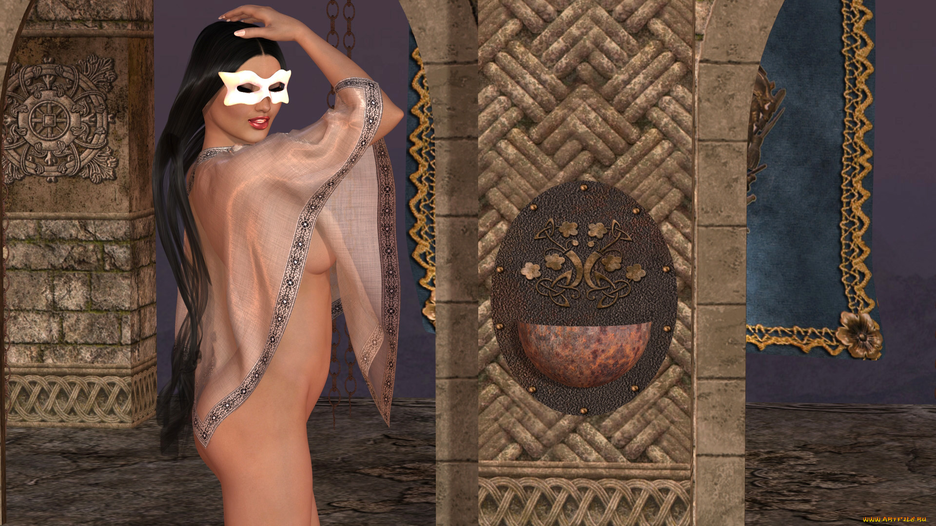 ameesha, 3д, графика, people, , люди, девушка, маска, взгляд