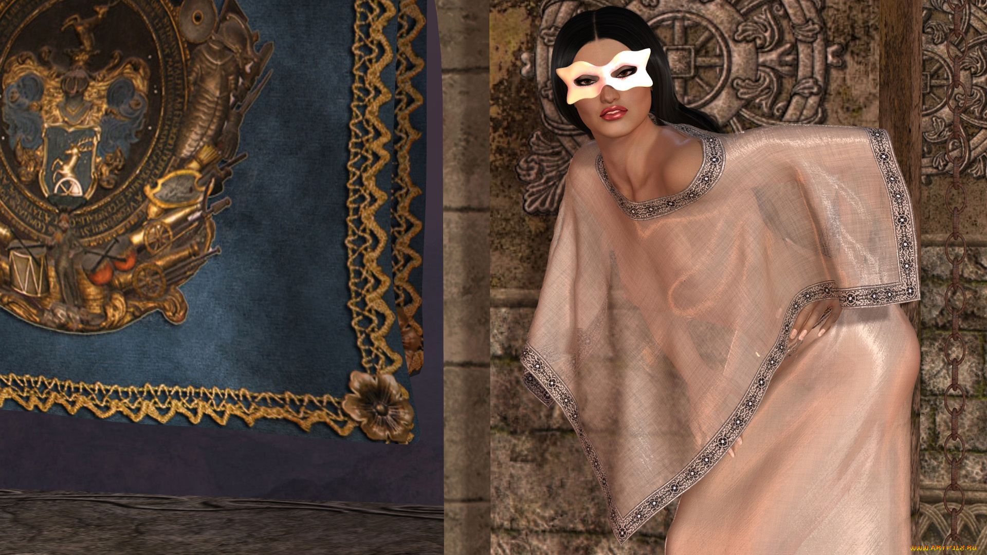 ameesha, 3д, графика, people, , люди, девушка, взгляд, маска