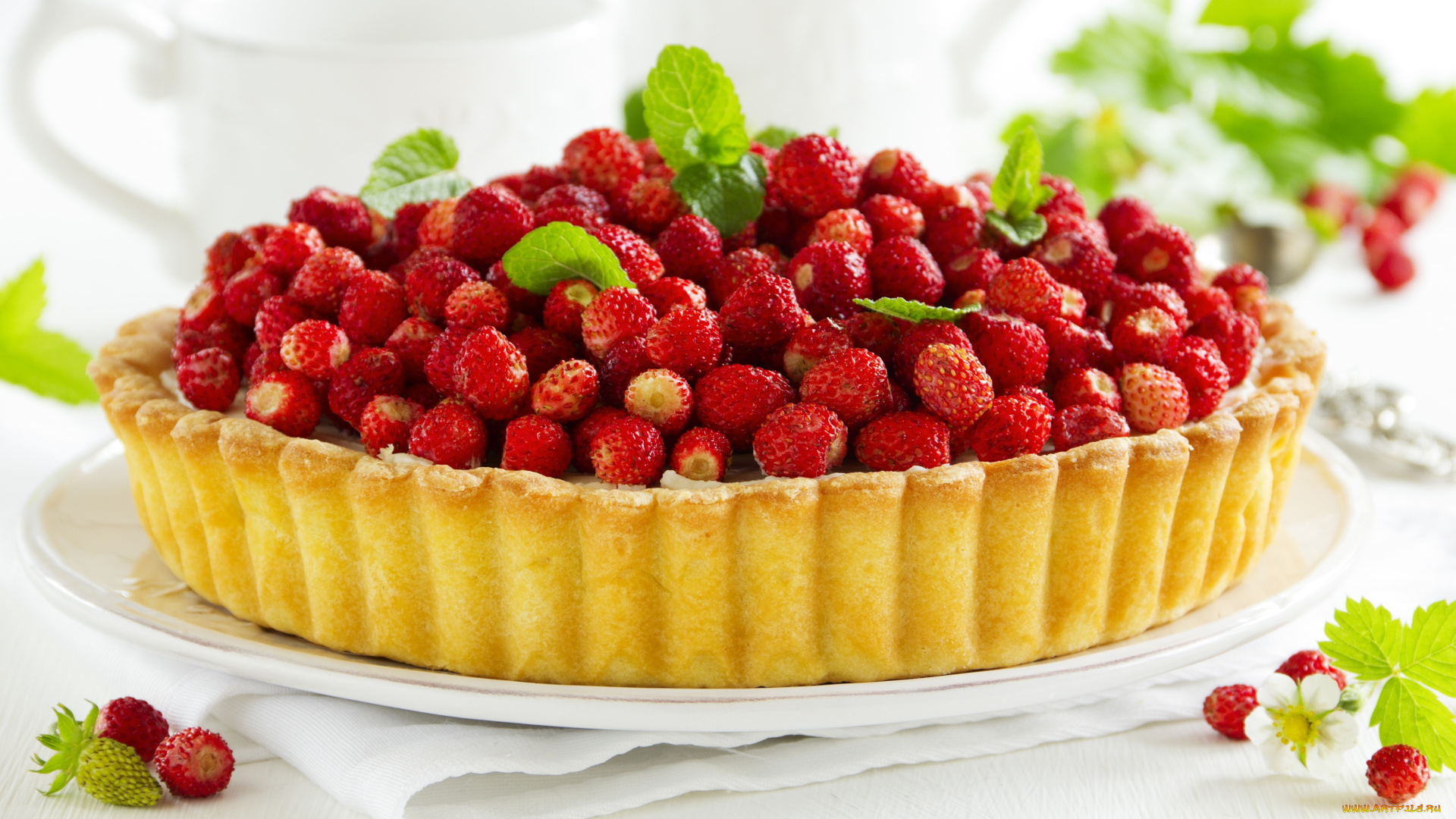 еда, пироги, земляника, чизкейк