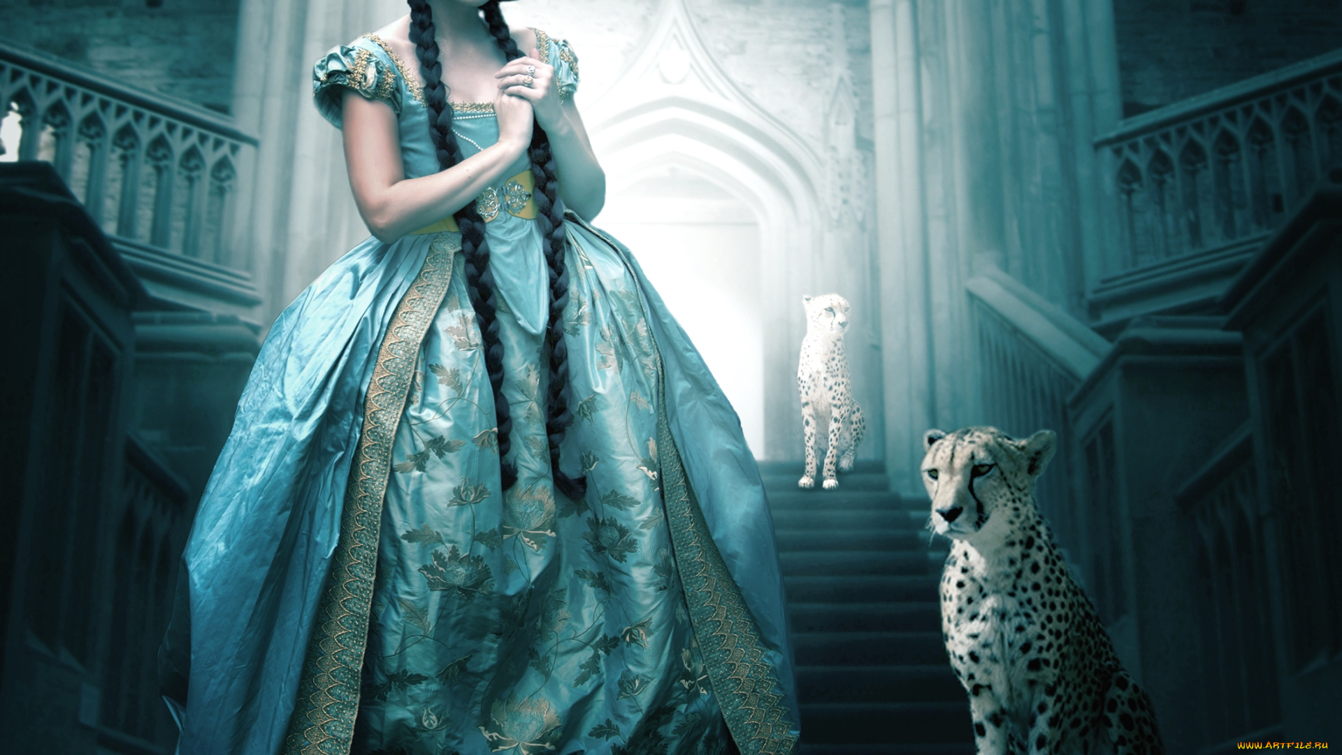 фэнтези, фотоарт, гепард, принцесса