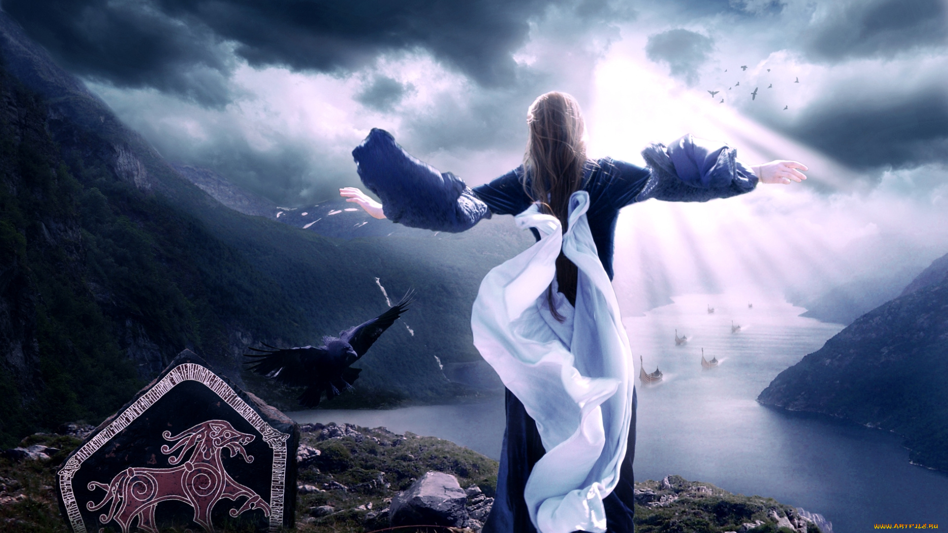 фэнтези, фотоарт, корабли, платье