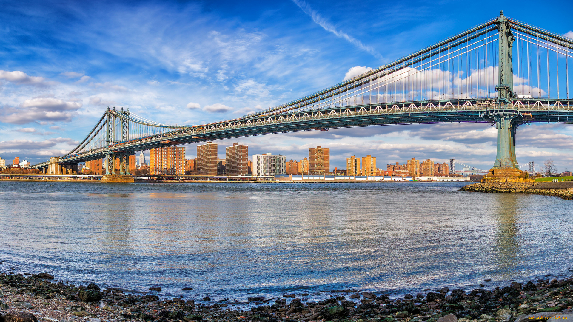 manhattan, bridge, , new, york, city, города, нью-йорк, , сша, наберезная, мост, город, здания