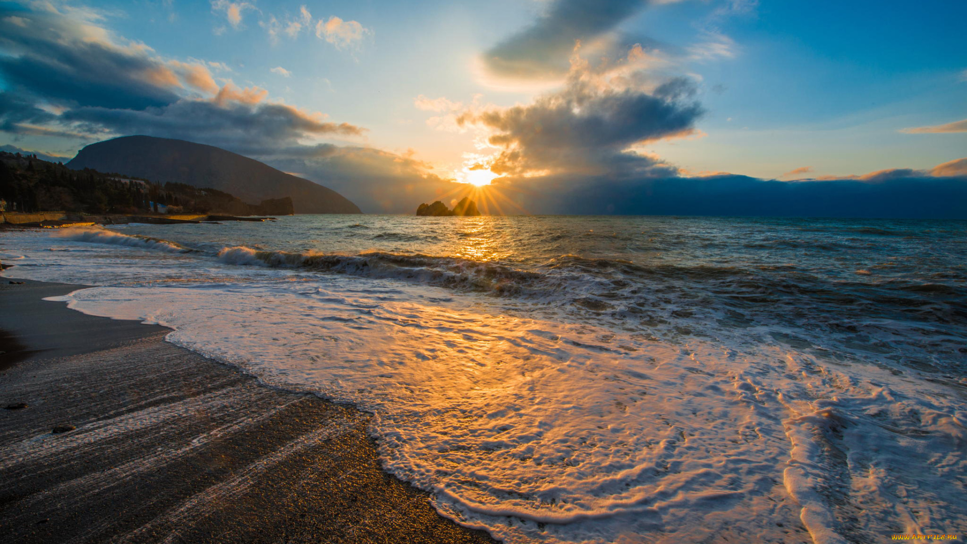 природа, восходы, закаты, прибой, Ялта, крым, гурзуф