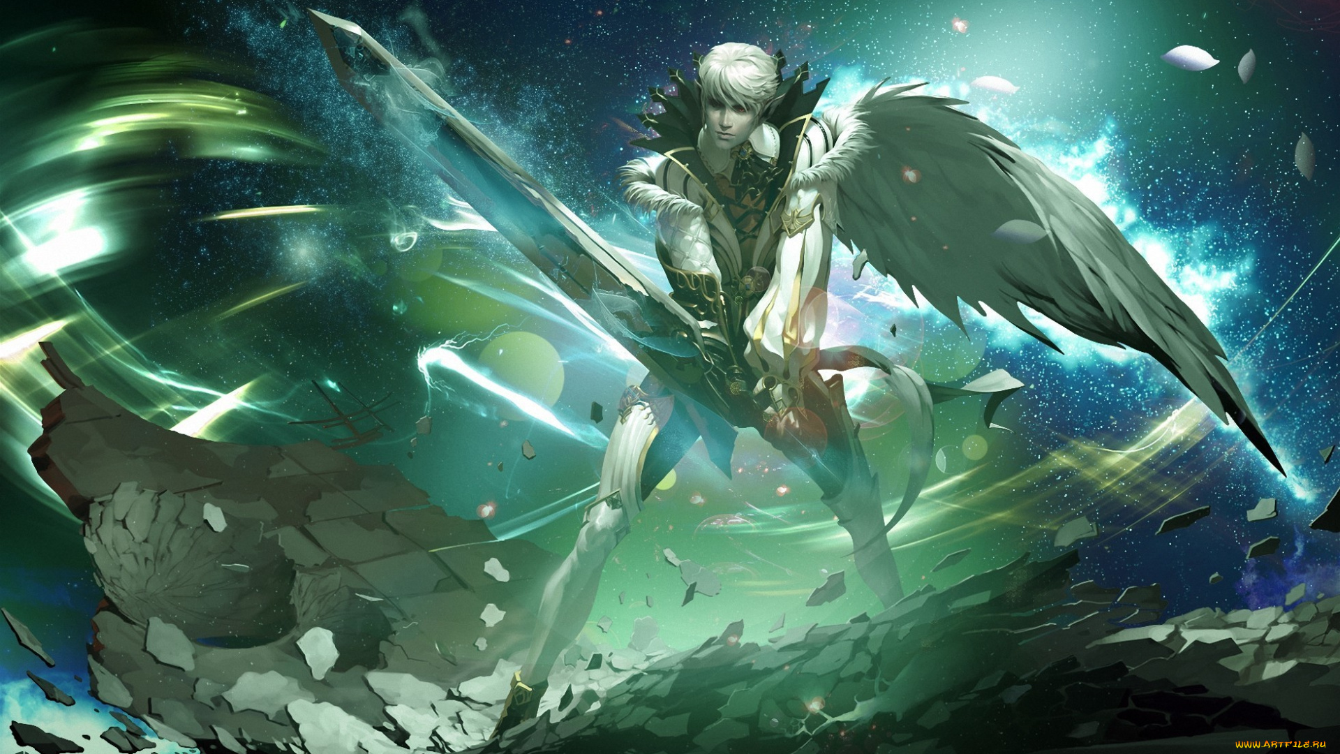 видео, игры, lineage, kamael, камаель, парень, меч, оружие, осколки