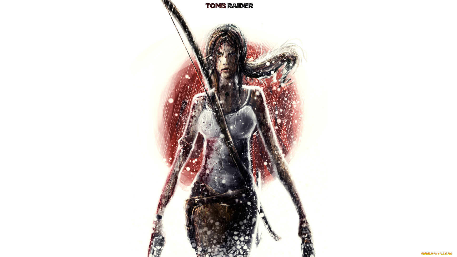 видео, игры, tomb, raider, 2013, пистолеты, девушка, лара, крофт, лук, дождь, оружие