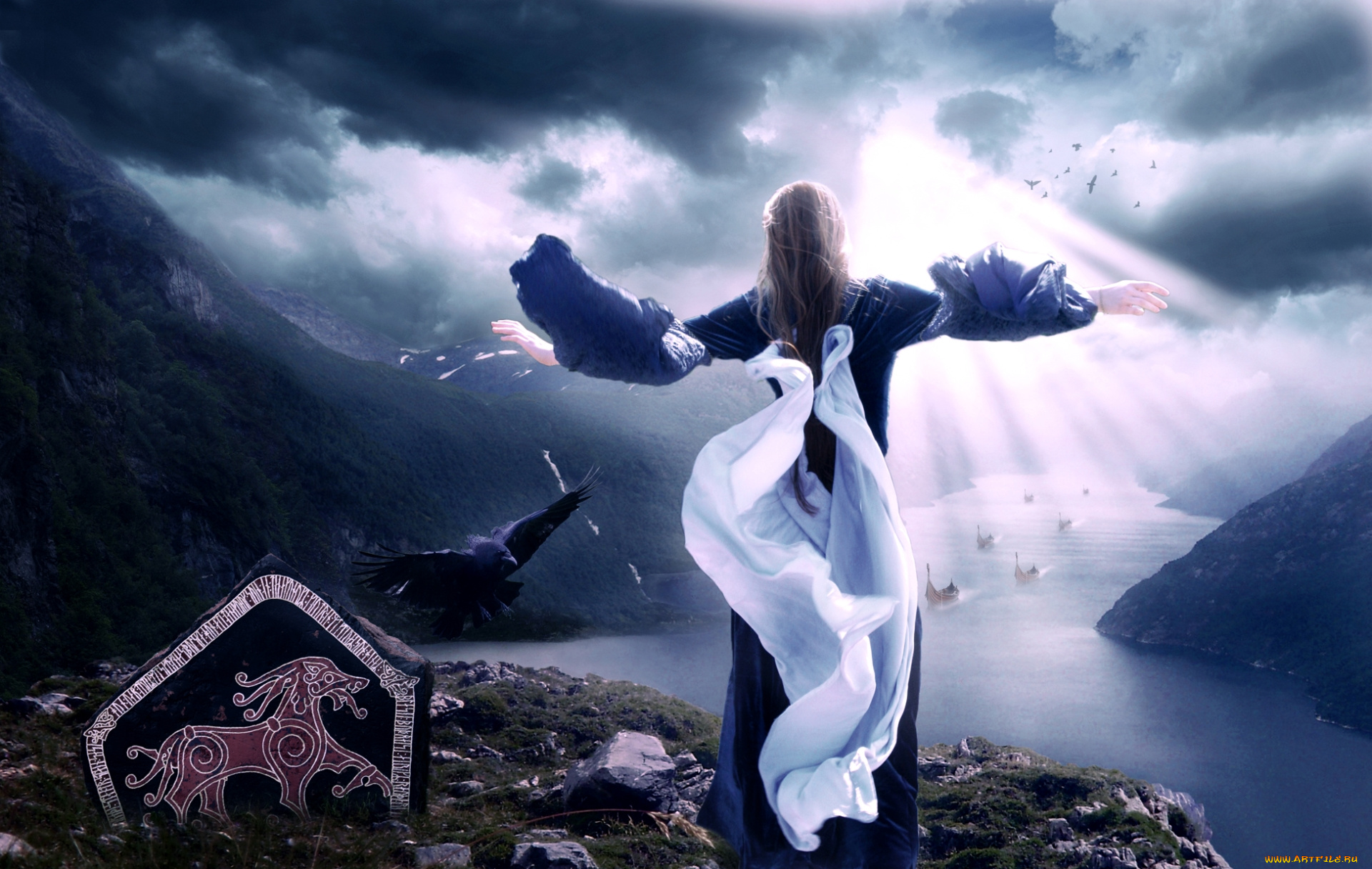 фэнтези, фотоарт, корабли, платье