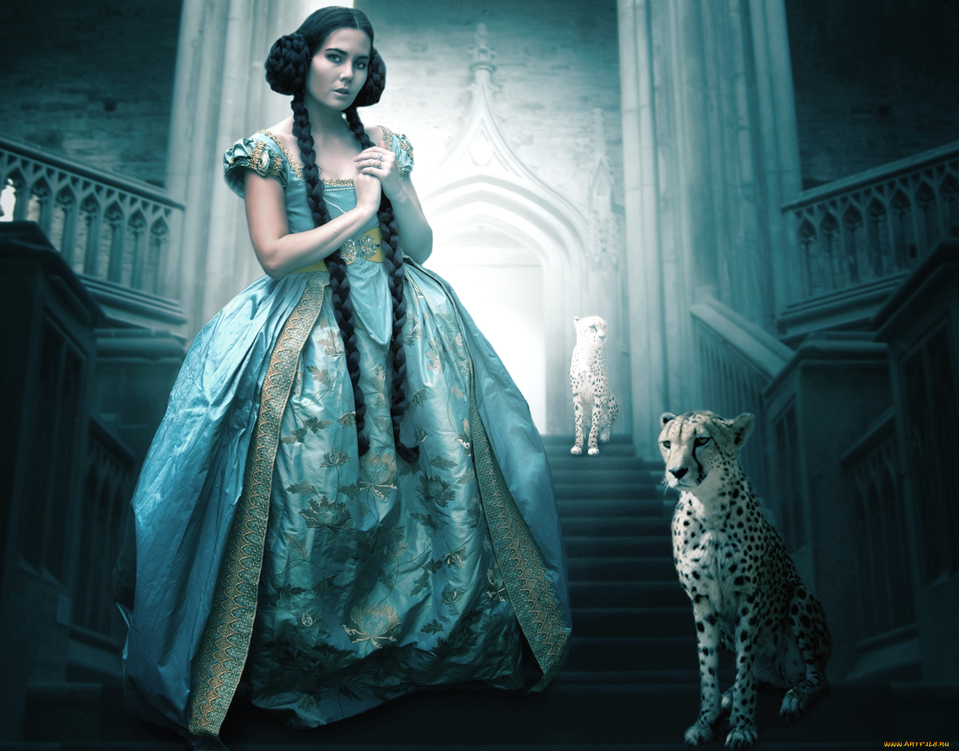 фэнтези, фотоарт, гепард, принцесса