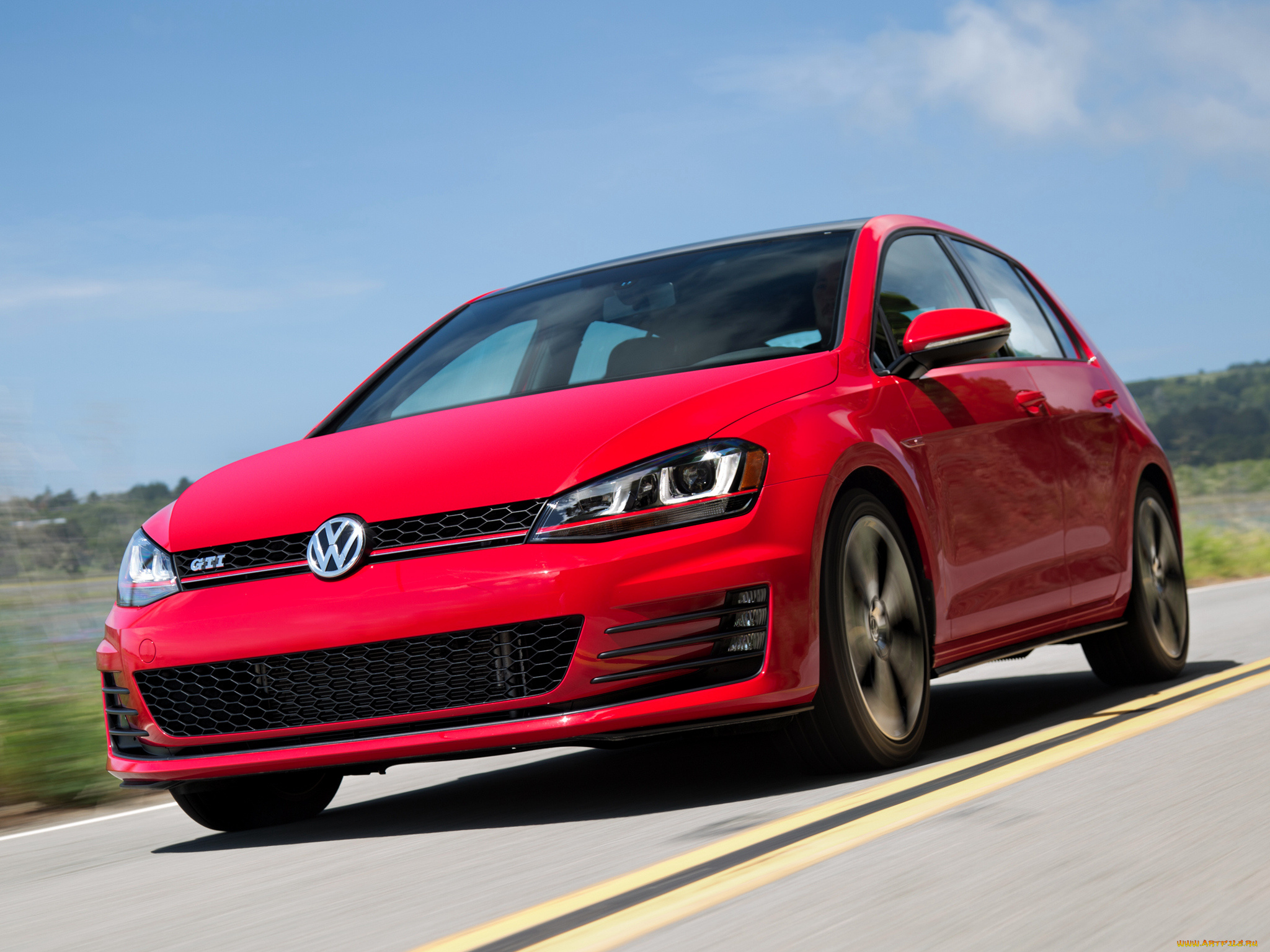 автомобили, volkswagen, 2015г, typ, 5g, us-spec, 5-door, gti, golf, красный