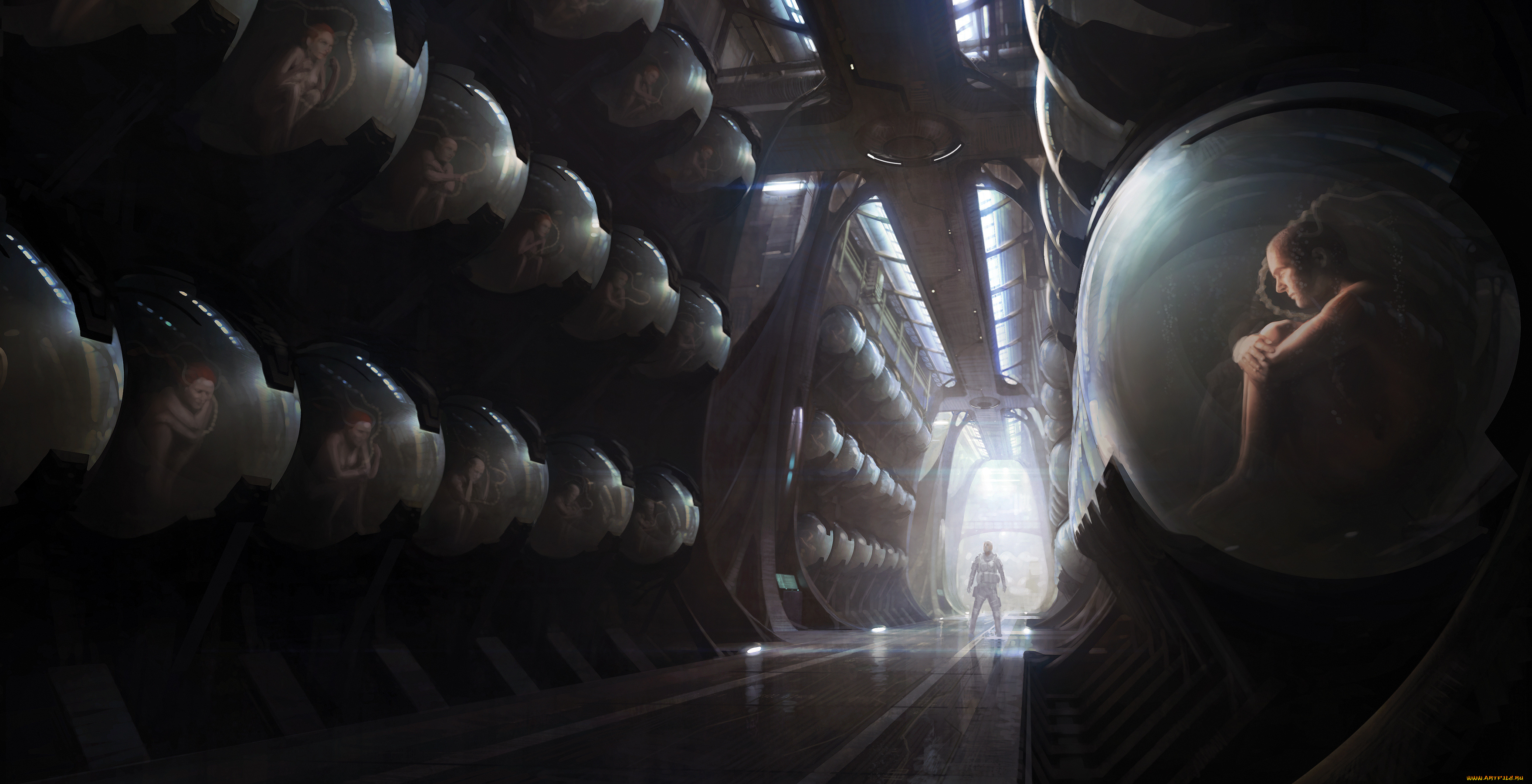 фэнтези, люди, будущее, отсек, капсулы, лаборатория