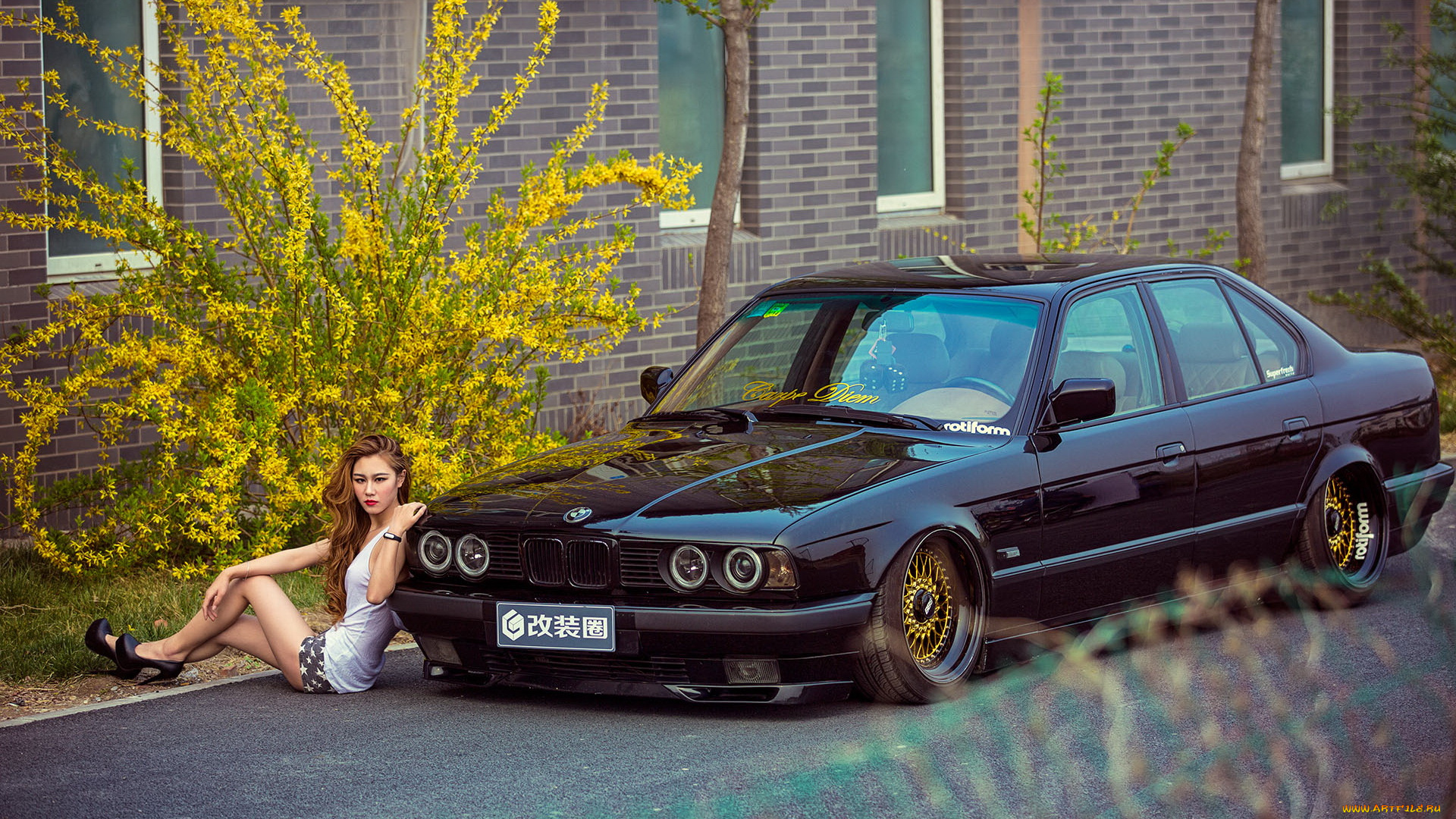 автомобили, -авто, с, девушками, автомобиль, азиатка, фон, взгляд, девушка